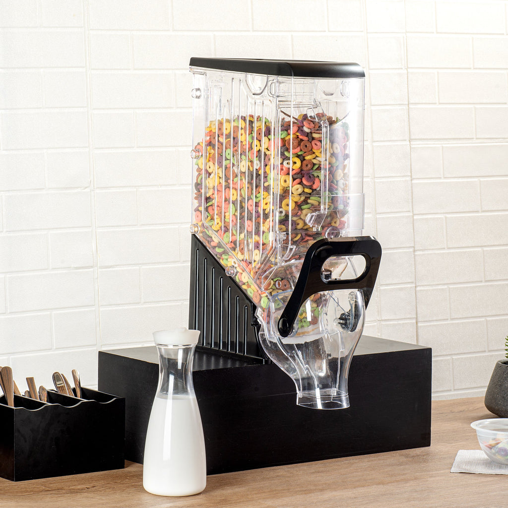 Met Lux 3.5 Gal Black Plastic Cereal Dispenser - with Stand - 22 1/2" x 13" x 6" - 1 count box