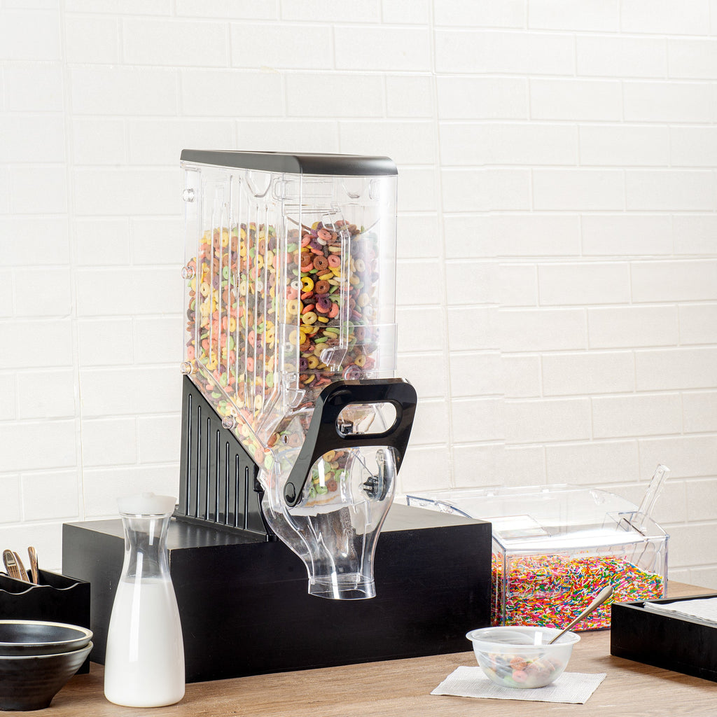 Met Lux 3.5 Gal Black Plastic Cereal Dispenser - with Stand - 22 1/2" x 13" x 6" - 1 count box