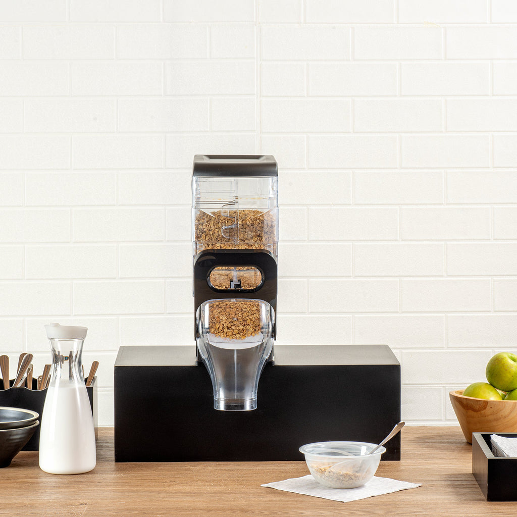 Met Lux 2 Gal Black Plastic Cereal Dispenser - with Stand - 17" x 13" x 6" - 1 count box