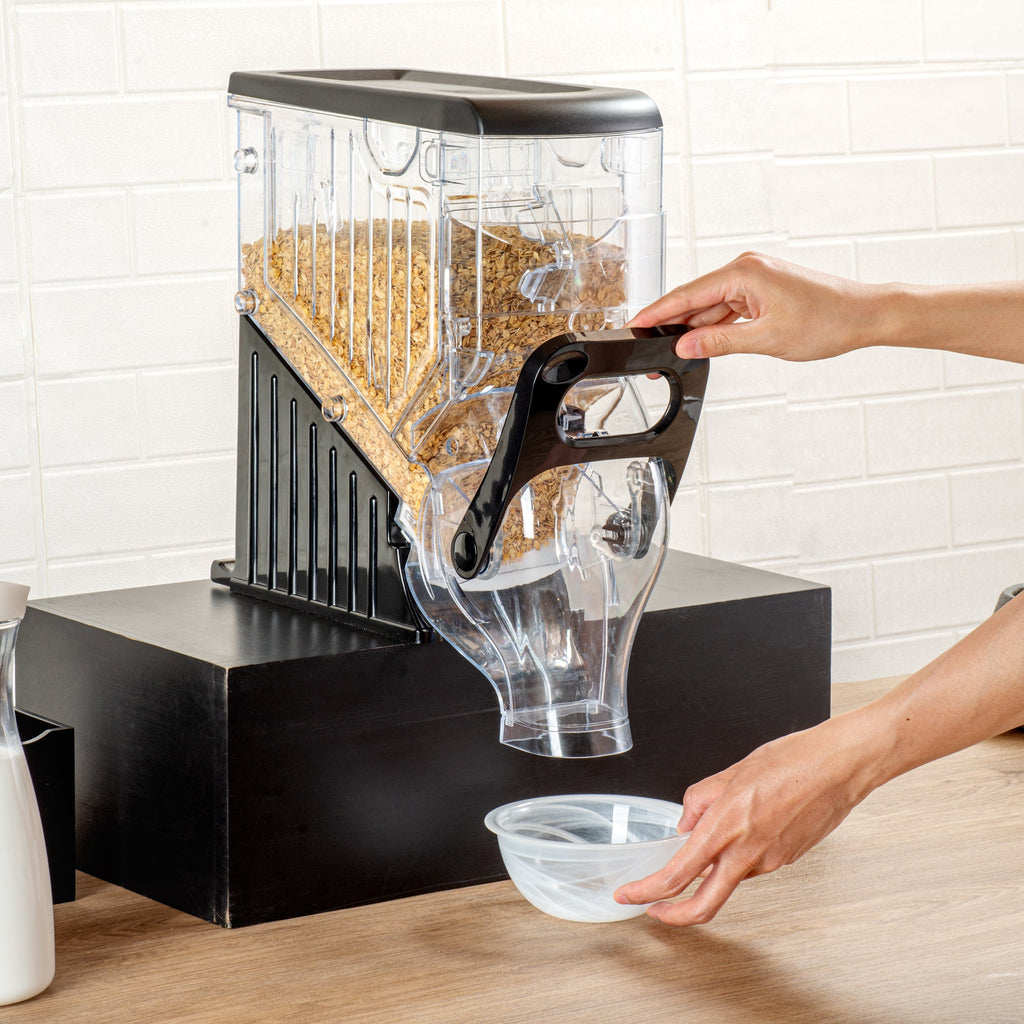 Met Lux 2 Gal Black Plastic Cereal Dispenser - with Stand - 17" x 13" x 6" - 1 count box