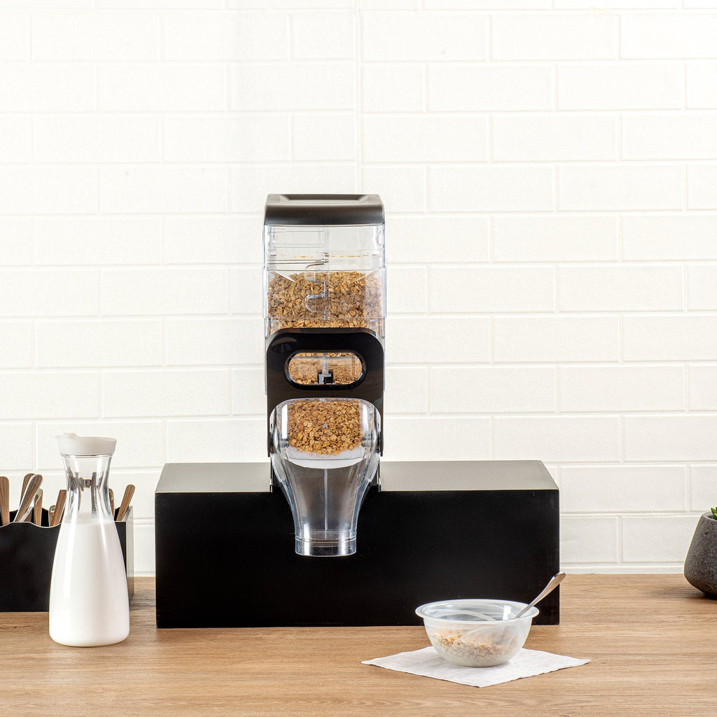 Met Lux 2 Gal Black Plastic Cereal Dispenser - with Stand - 17" x 13" x 6" - 1 count box