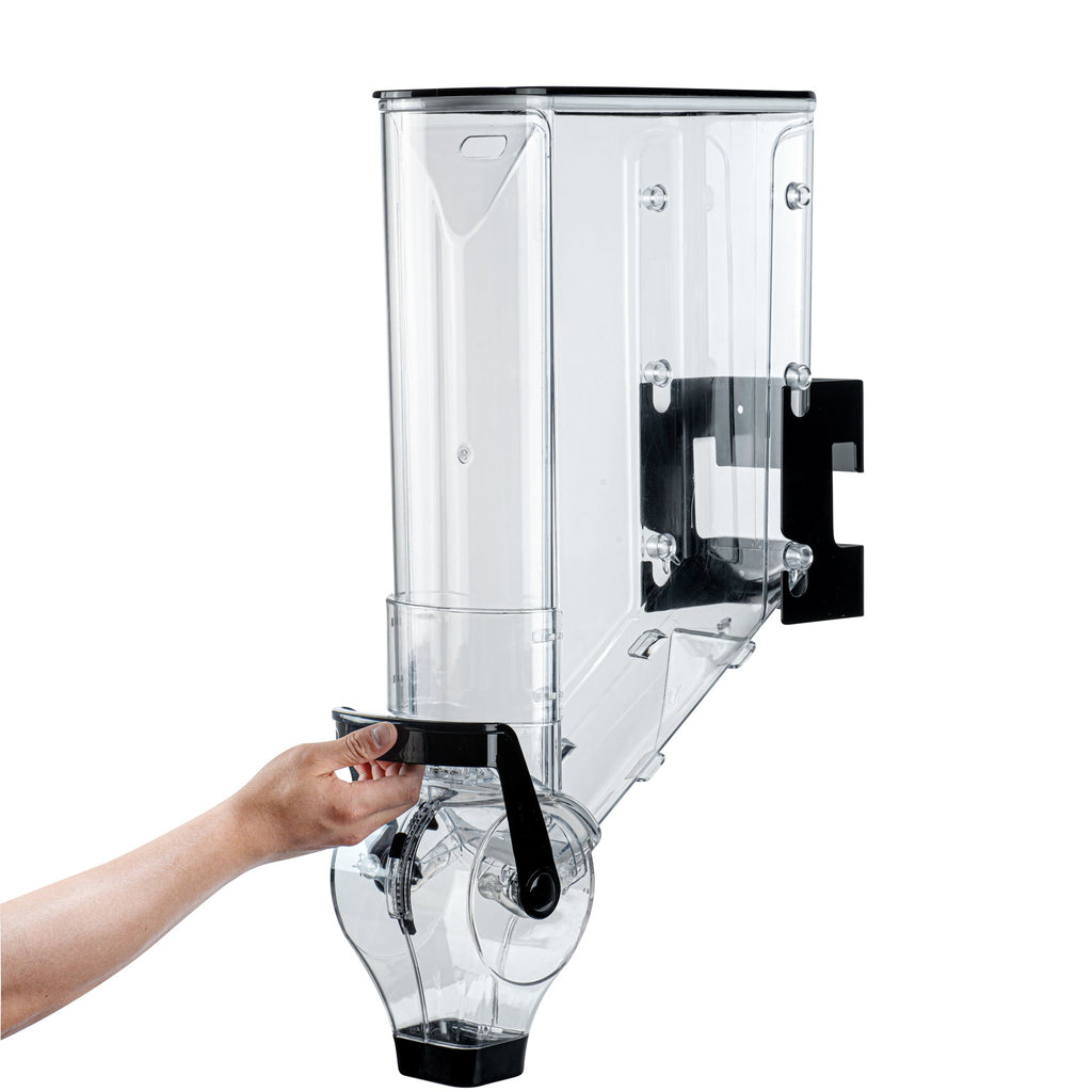 Met Lux 5 Gal Black Plastic Wall Mount Cereal Dispenser - 26 1/2" x 13 3/4" x 6" - 1 count box