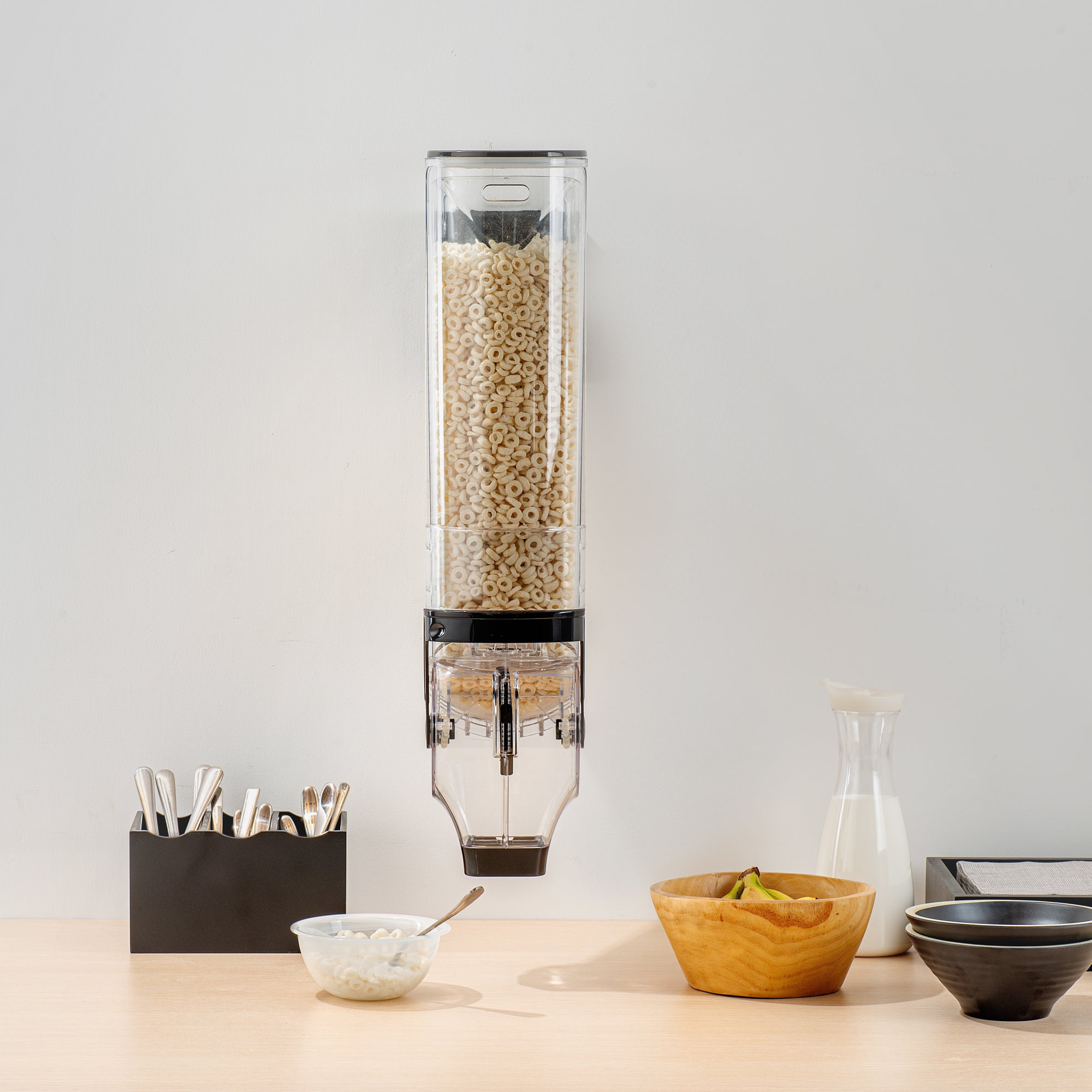Met Lux 5 Gal Black Plastic Wall Mount Cereal Dispenser - 26 1/2" x 13 3/4" x 6" - 1 count box