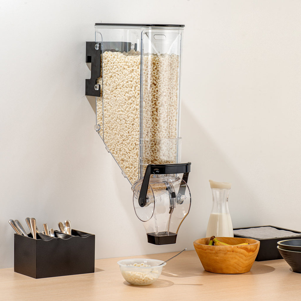 Met Lux 5 Gal Black Plastic Wall Mount Cereal Dispenser - 26 1/2" x 13 3/4" x 6" - 1 count box