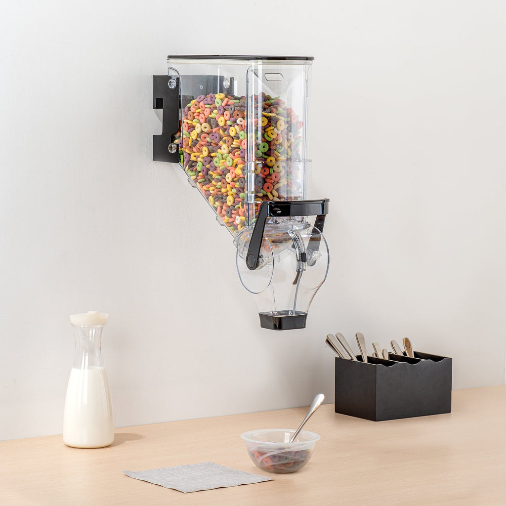 Met Lux 3.5 Gal Black Plastic Wall Mount Cereal Dispenser - 20 3/4" x 13 3/4" x 6" - 1 count box