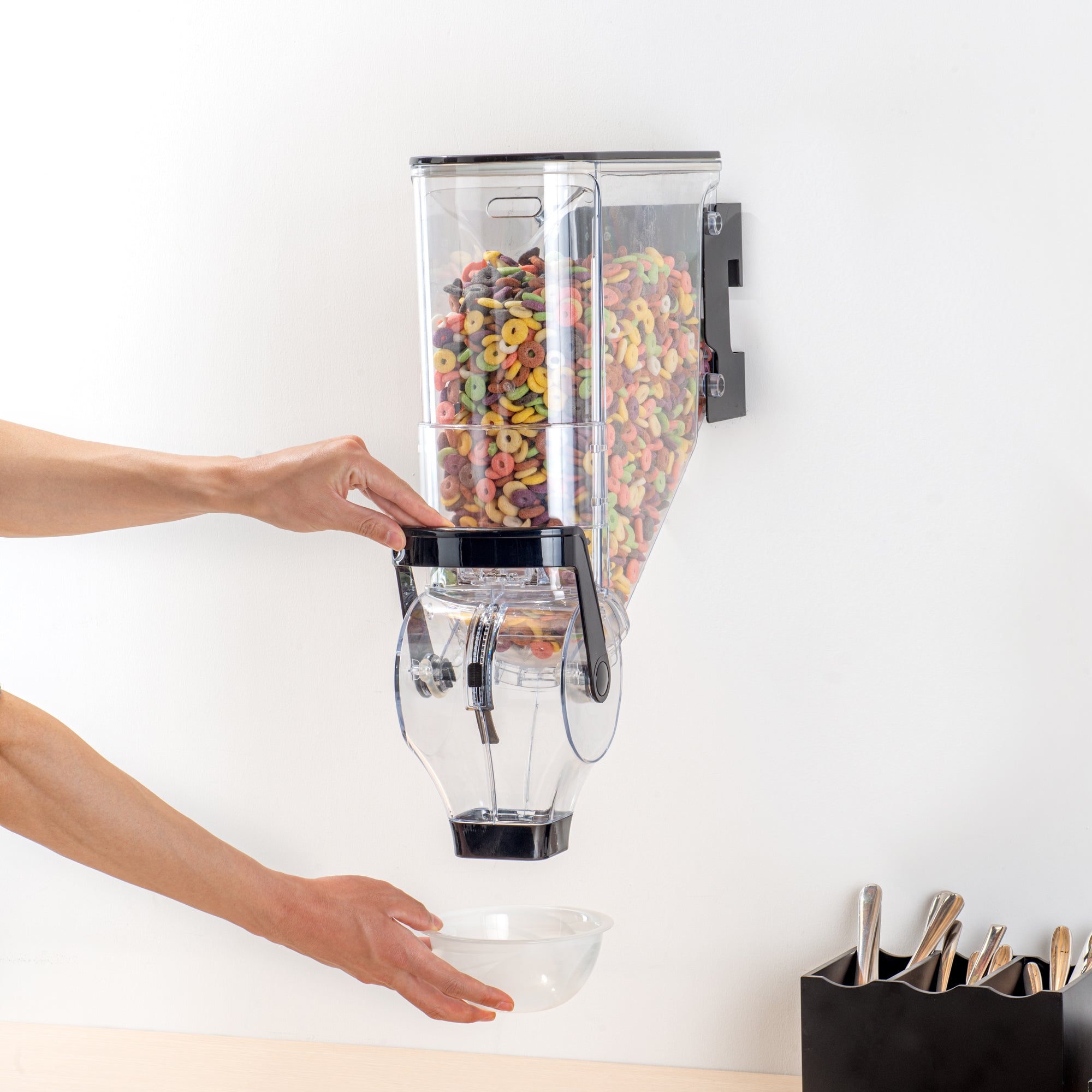 Met Lux 3.5 Gal Black Plastic Wall Mount Cereal Dispenser - 20 3/4" x 13 3/4" x 6" - 1 count box