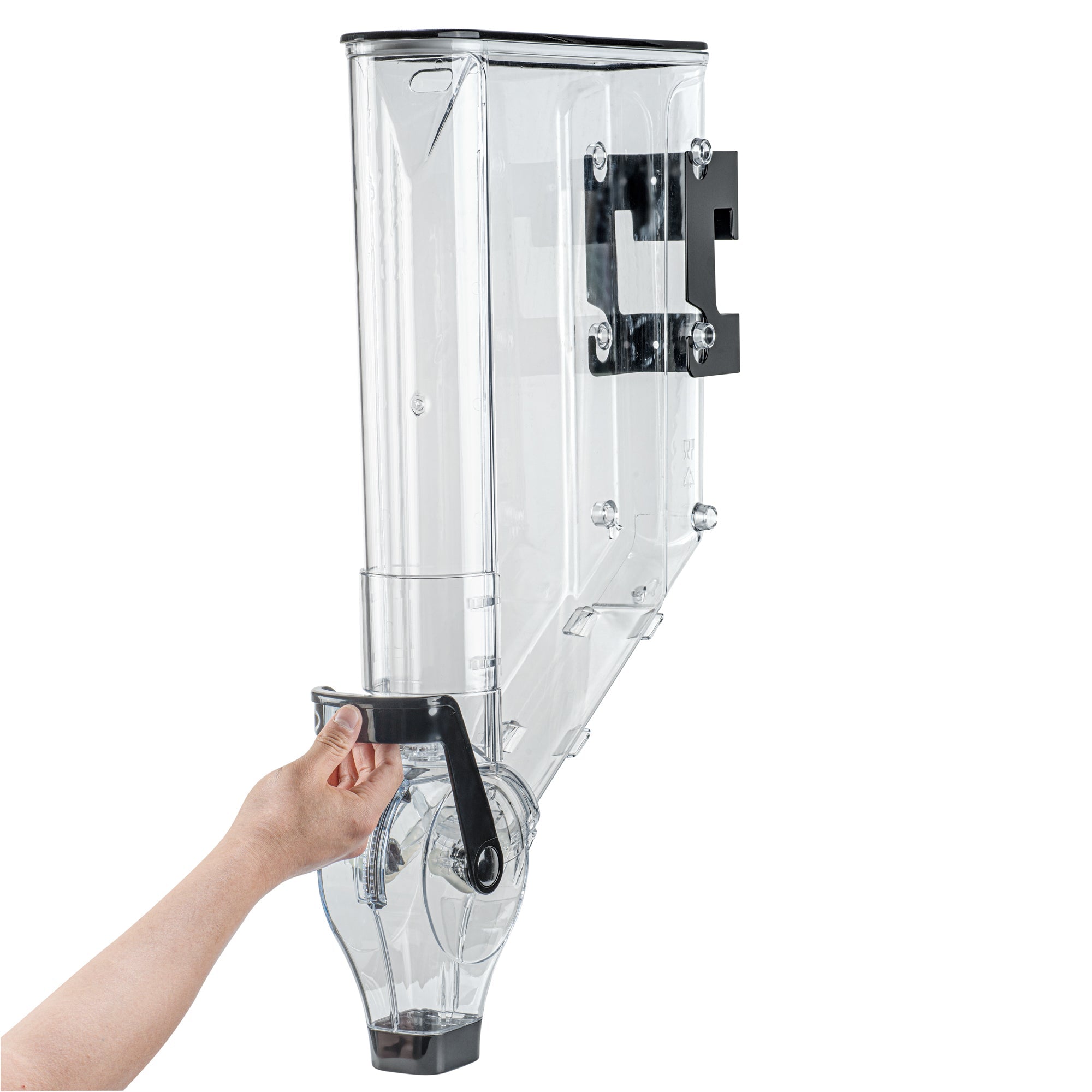 Met Lux 3 Gal Black Plastic Wall Mount Cereal Dispenser - 26 1/2" x 13 3/4" x 4" - 1 count box