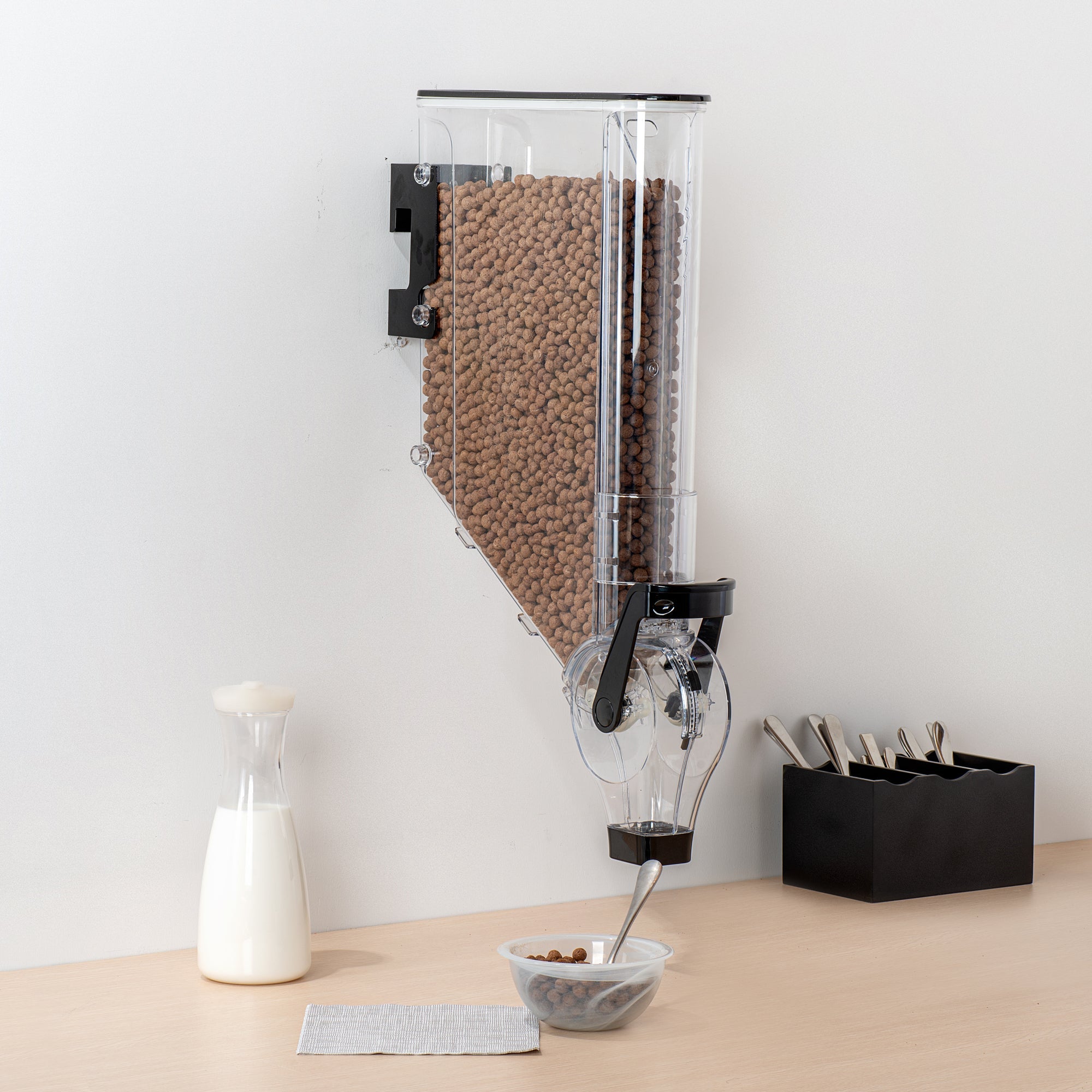 Met Lux 3 Gal Black Plastic Wall Mount Cereal Dispenser - 26 1/2" x 13 3/4" x 4" - 1 count box
