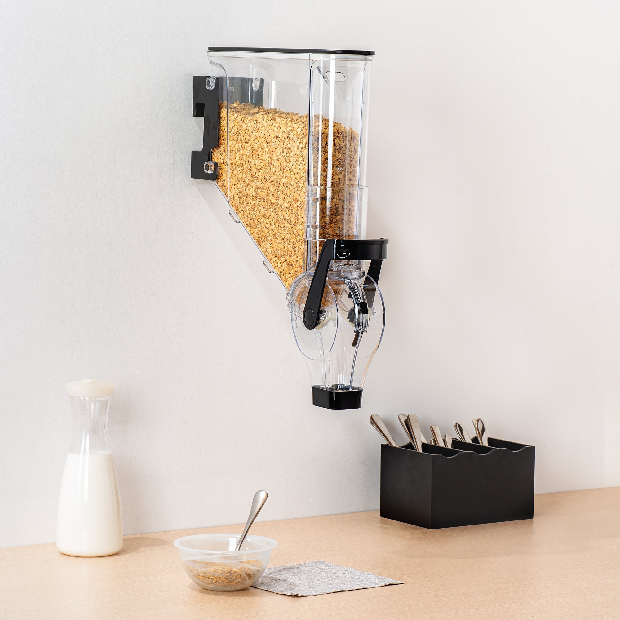 Met Lux 2 Gal Black Plastic Wall Mount Cereal Dispenser - 20 3/4" x 13 3/4" x 4" - 1 count box
