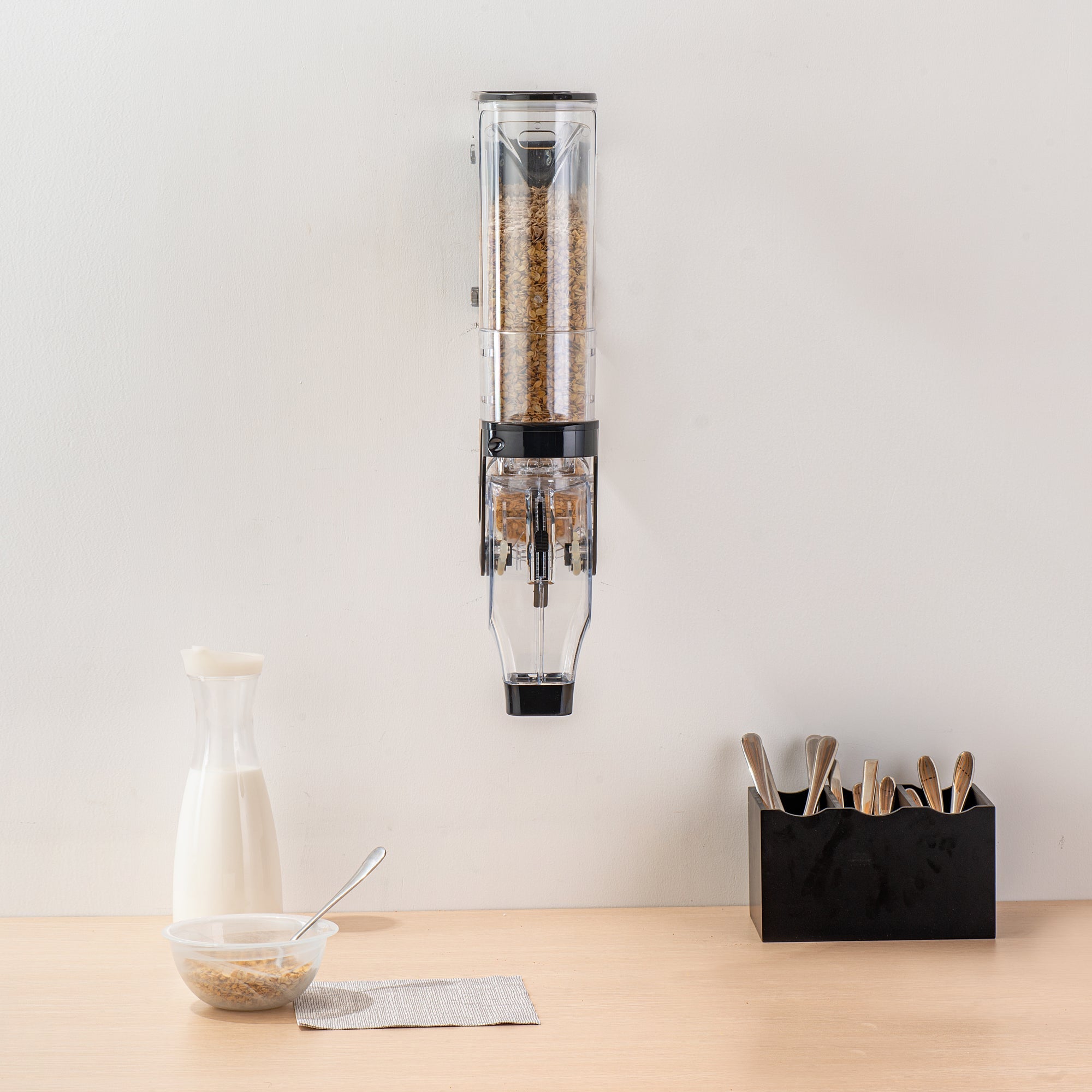 Met Lux 2 Gal Black Plastic Wall Mount Cereal Dispenser - 20 3/4" x 13 3/4" x 4" - 1 count box