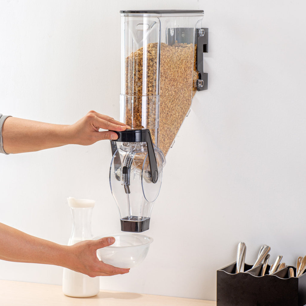 Met Lux 2 Gal Black Plastic Wall Mount Cereal Dispenser - 20 3/4" x 13 3/4" x 4" - 1 count box