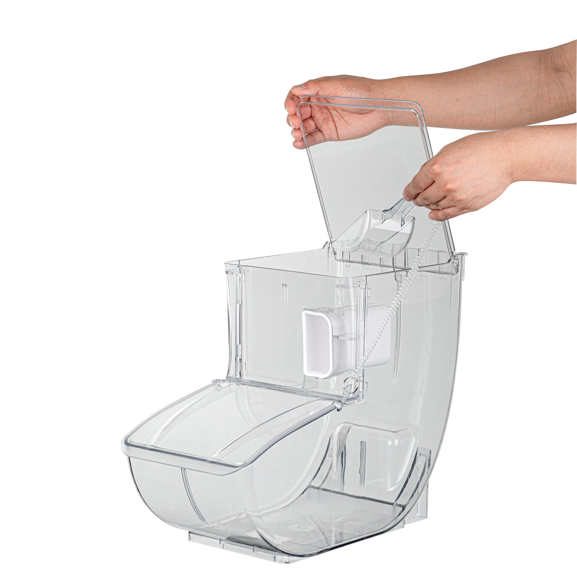 Met Lux 3 Gal Clear Plastic Topping Bin - 50 Cup, with Scoop - 13" x 15 3/4" x 7 3/4" - 1 count box