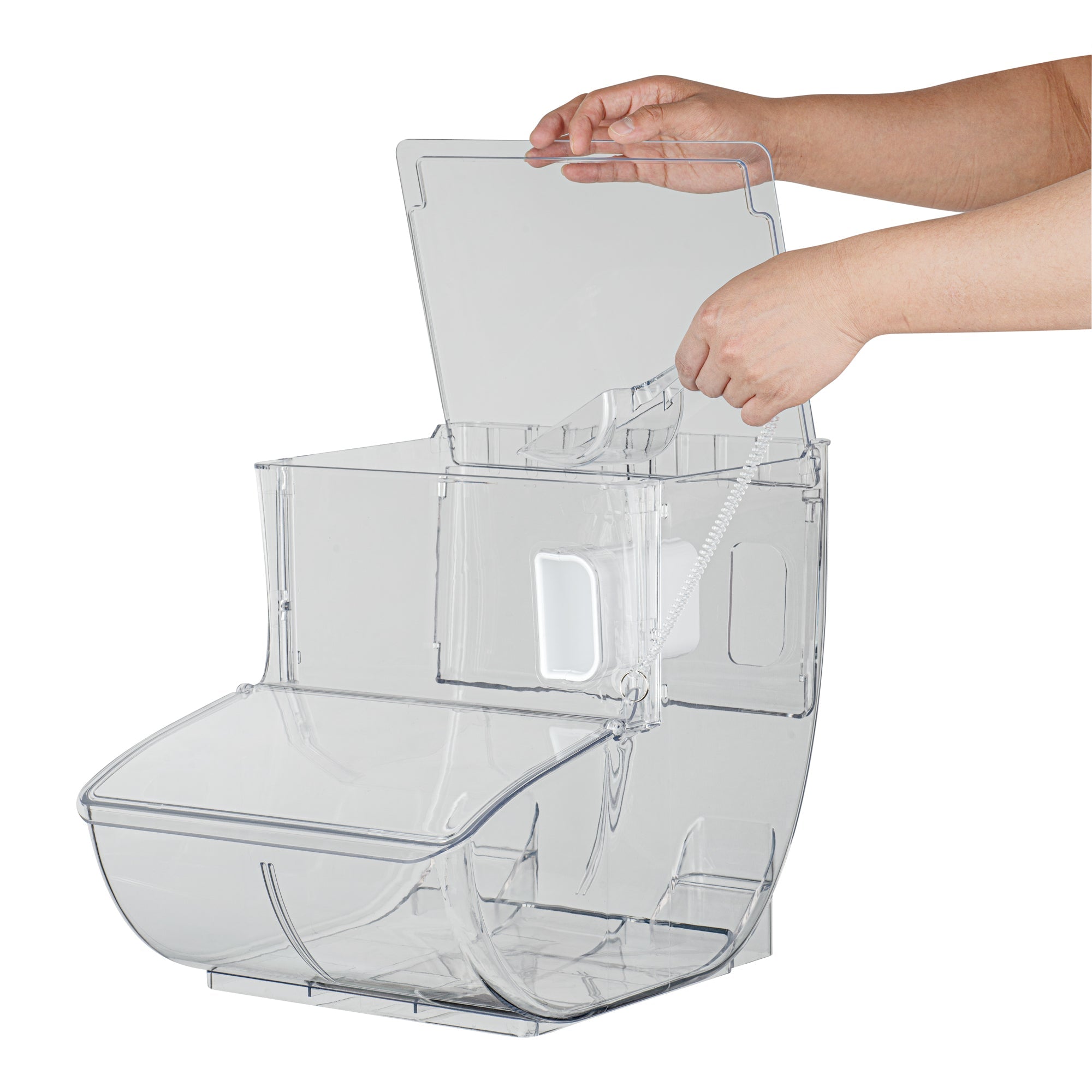 Met Lux 5.25 Gal Clear Plastic Topping Bin - 80 Cup, with Scoop - 16" x 11 3/4" x 13" - 1 count box