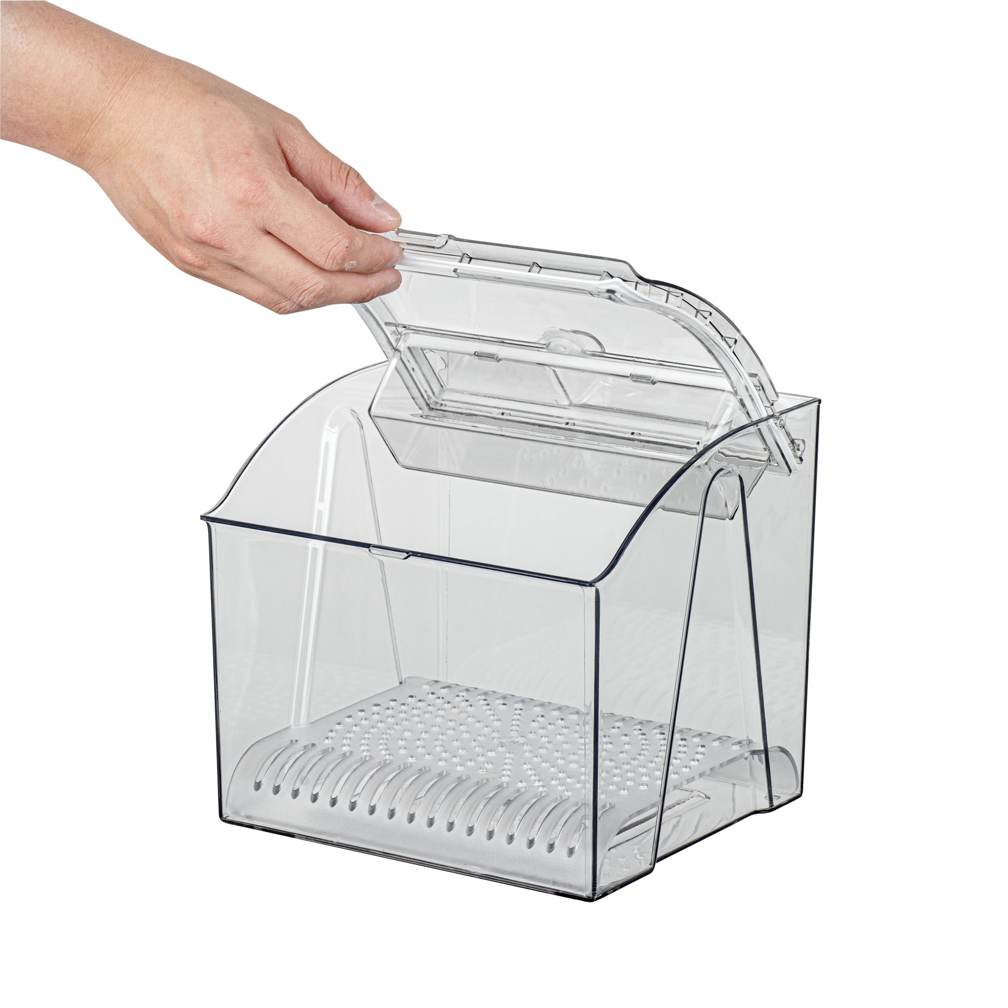Met Lux 1.5 Gal Clear Plastic Topping Bin - 25 Cup, with Scoop - 7 3/4" x 6 3/4" x 7 3/4" - 1 count box