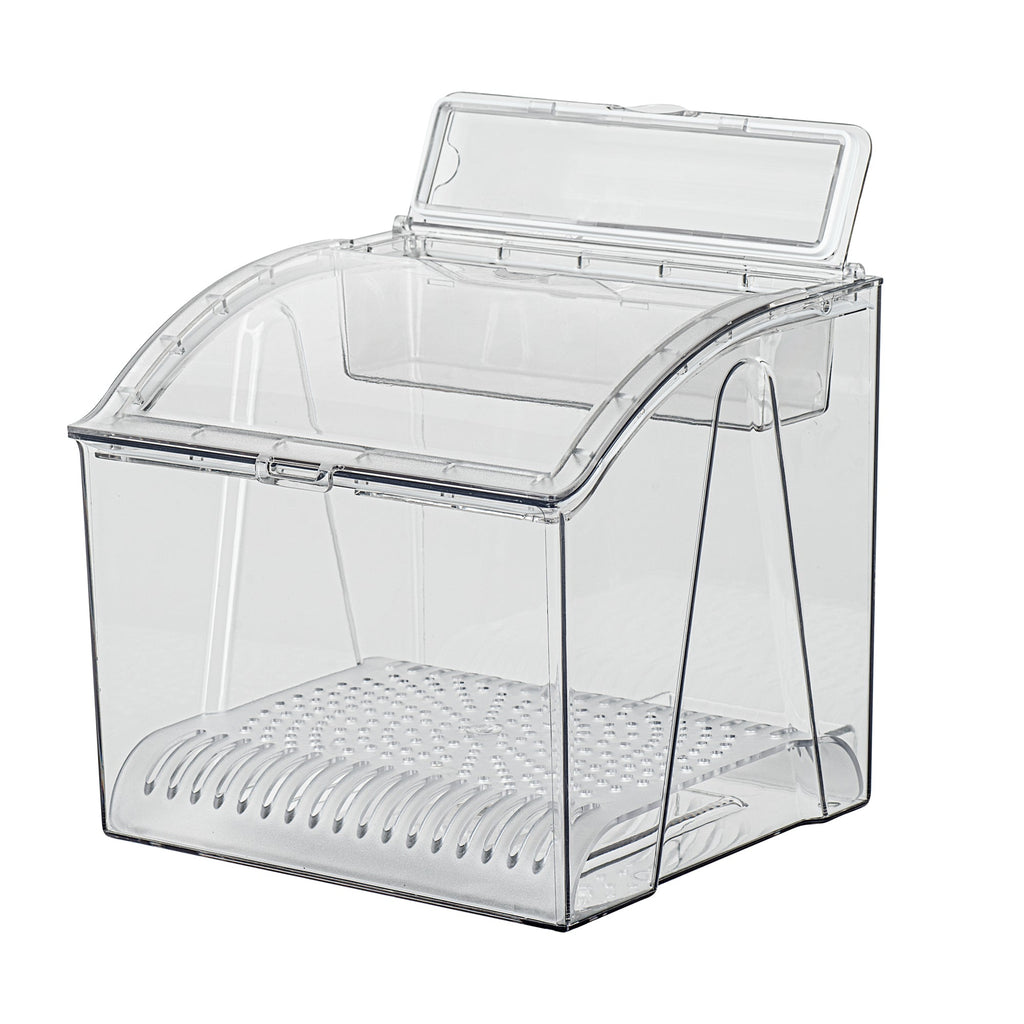 Met Lux 1.5 Gal Clear Plastic Topping Bin - 25 Cup, with Scoop - 7 3/4" x 6 3/4" x 7 3/4" - 1 count box