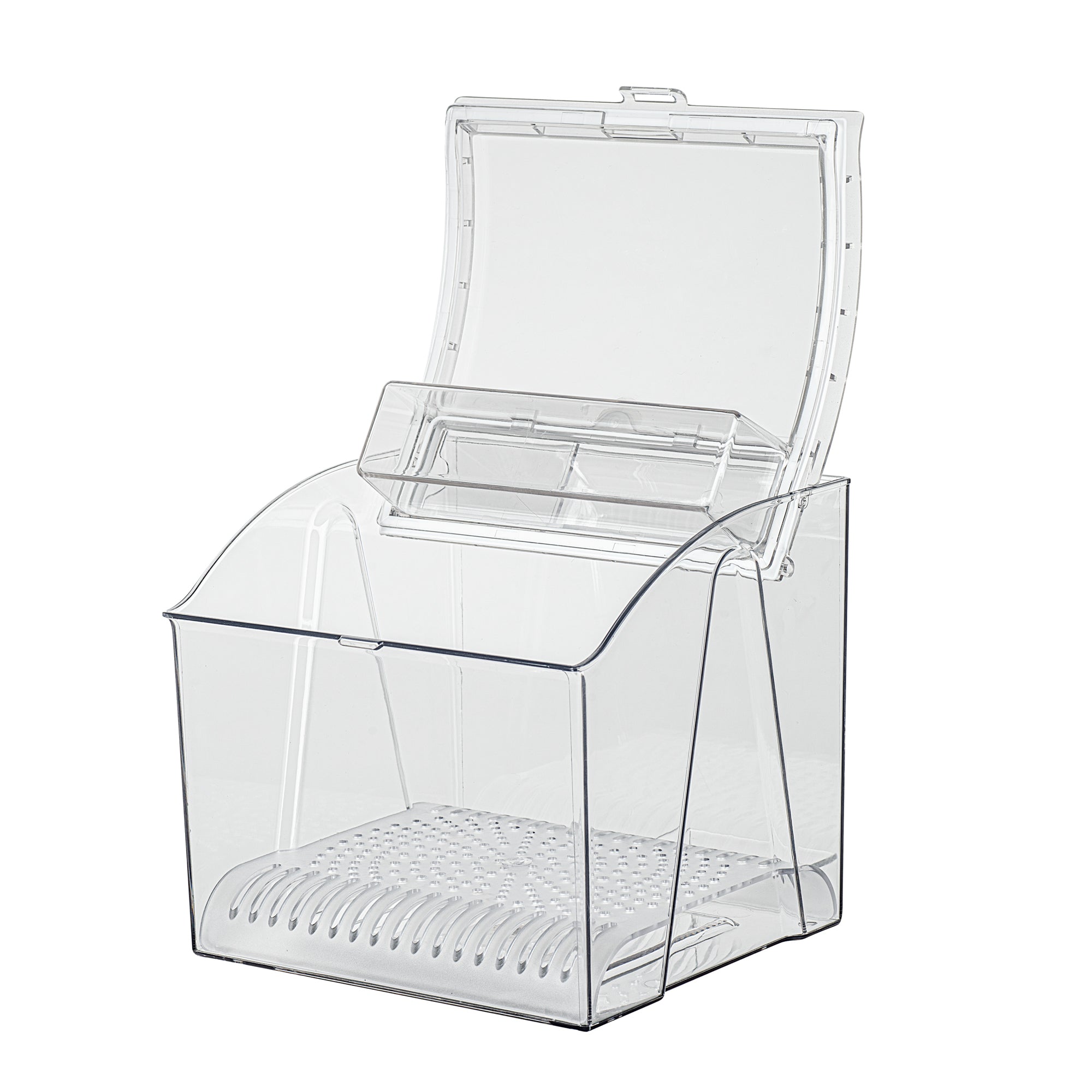 Met Lux 1.5 Gal Clear Plastic Topping Bin - 25 Cup, with Scoop - 7 3/4" x 6 3/4" x 7 3/4" - 1 count box