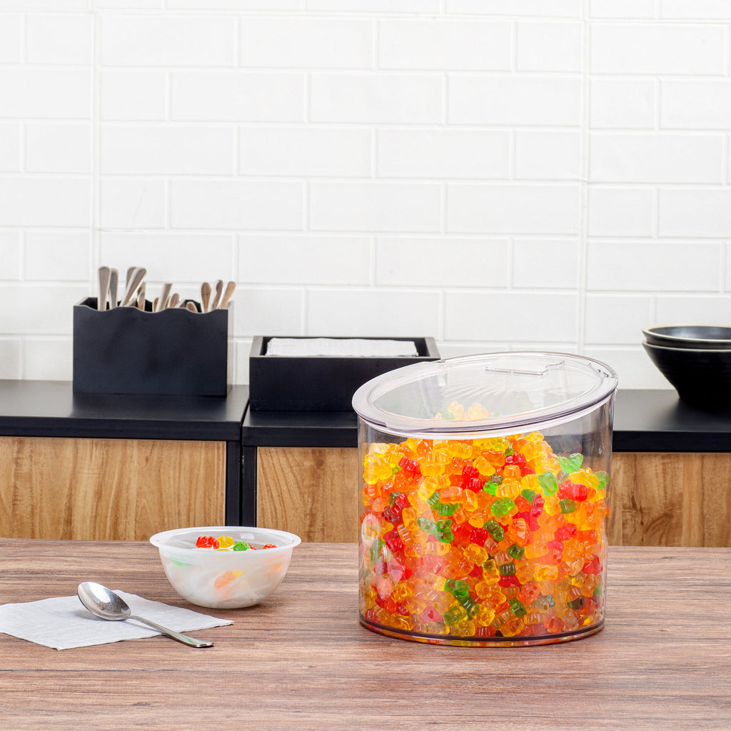 Met Lux 2.6 Gal Clear Plastic Storage Jar - with Hinged Lid - 9 3/4" x 9 3/4" x 8 1/4" - 1 count box
