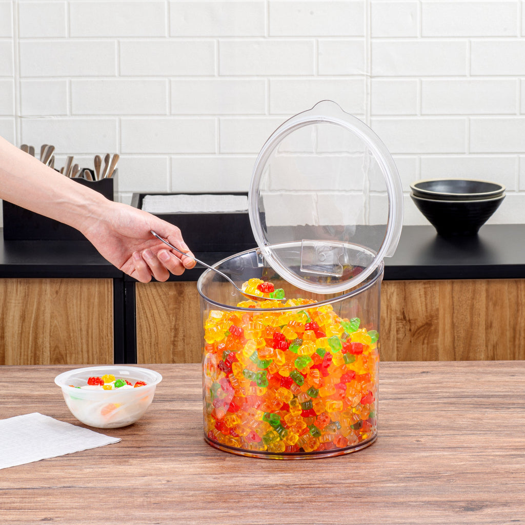Met Lux 2.6 Gal Clear Plastic Storage Jar - with Hinged Lid - 9 3/4" x 9 3/4" x 8 1/4" - 1 count box