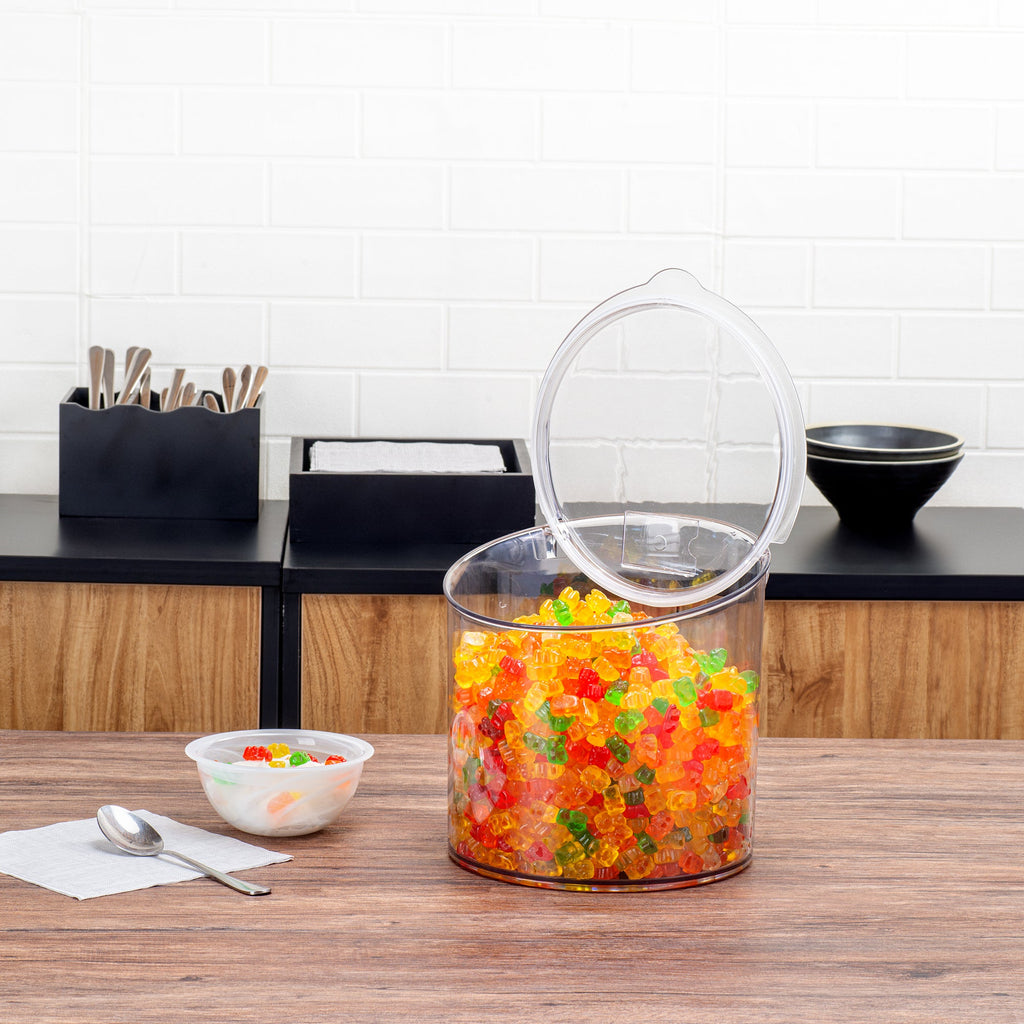 Met Lux 2.6 Gal Clear Plastic Storage Jar - with Hinged Lid - 9 3/4" x 9 3/4" x 8 1/4" - 1 count box
