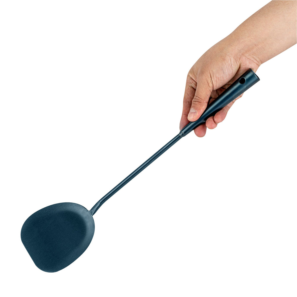 Motomori Blue Carbon Steel Wok Spatula - Pre-seasoned - 15 1/2'' - 10 count box