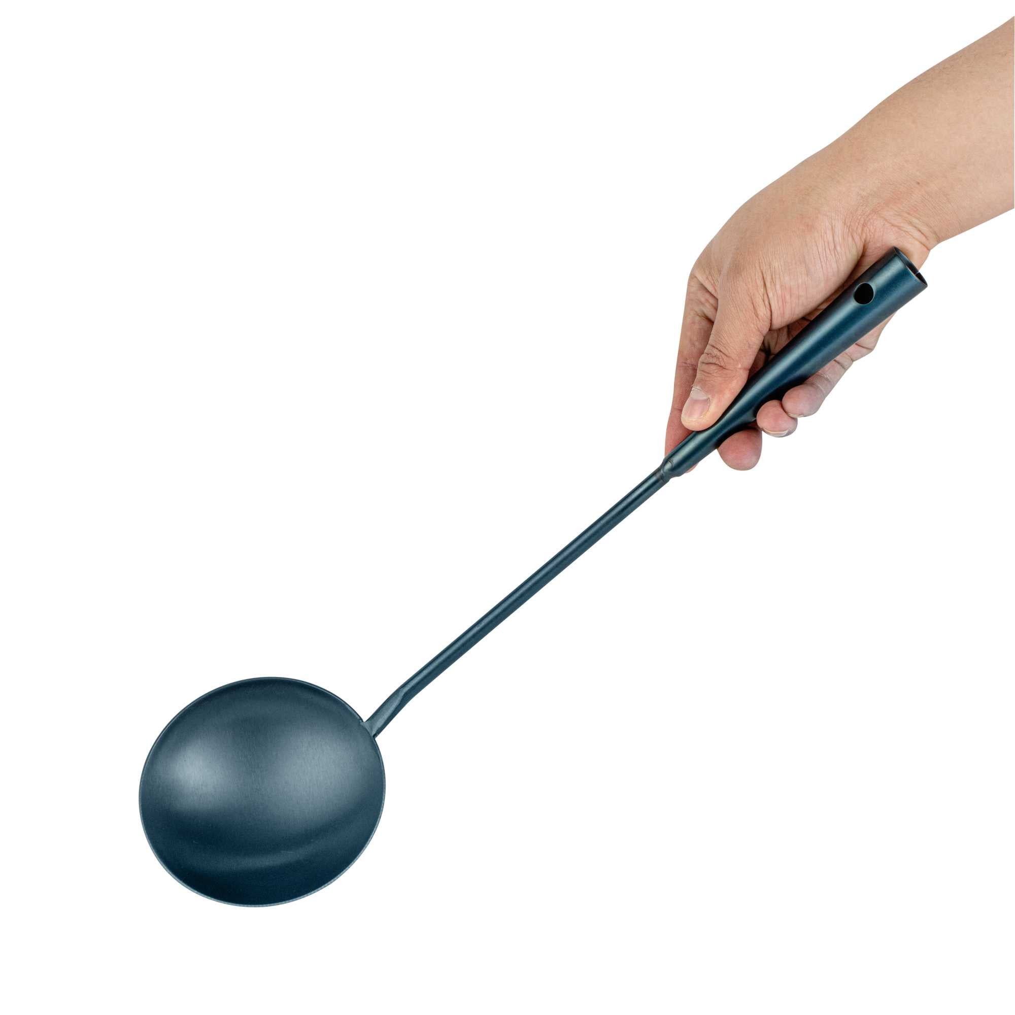 Motomori Blue Carbon Steel Wok Ladle - Pre-seasoned - 16" - 1 count box