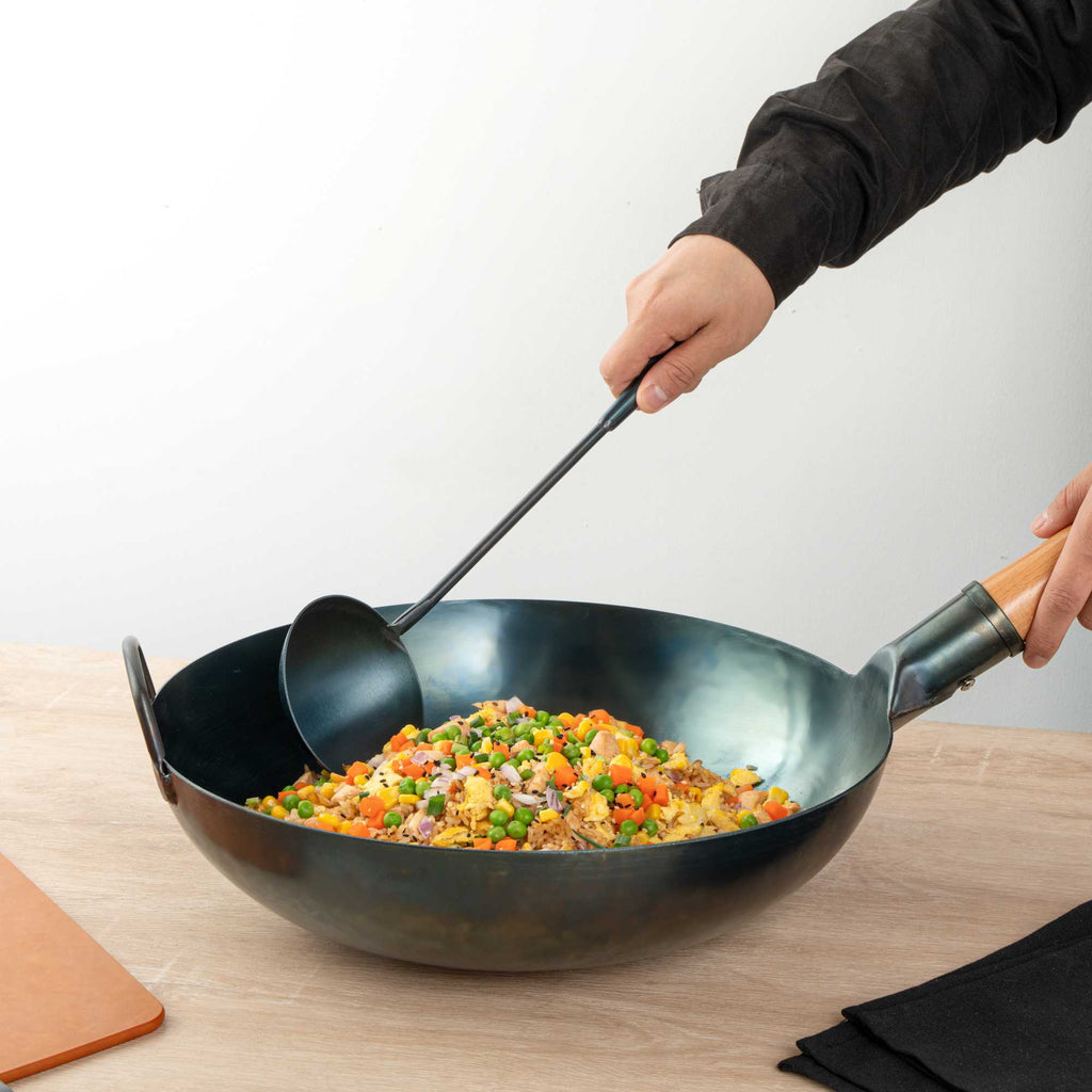 Motomori Blue Carbon Steel Wok Ladle - Pre-seasoned - 16" - 1 count box