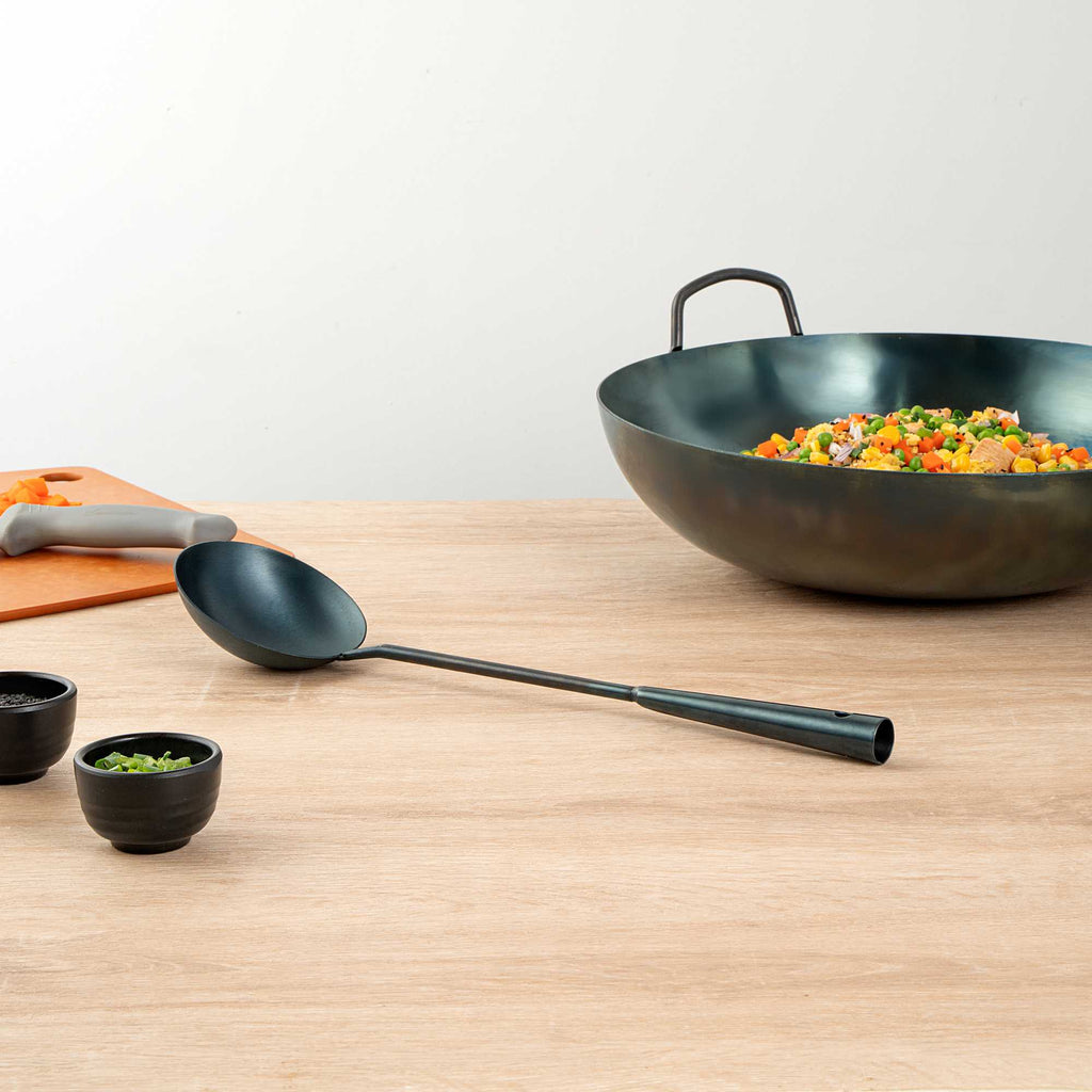 Motomori Blue Carbon Steel Wok Ladle - Pre-seasoned - 16" - 1 count box