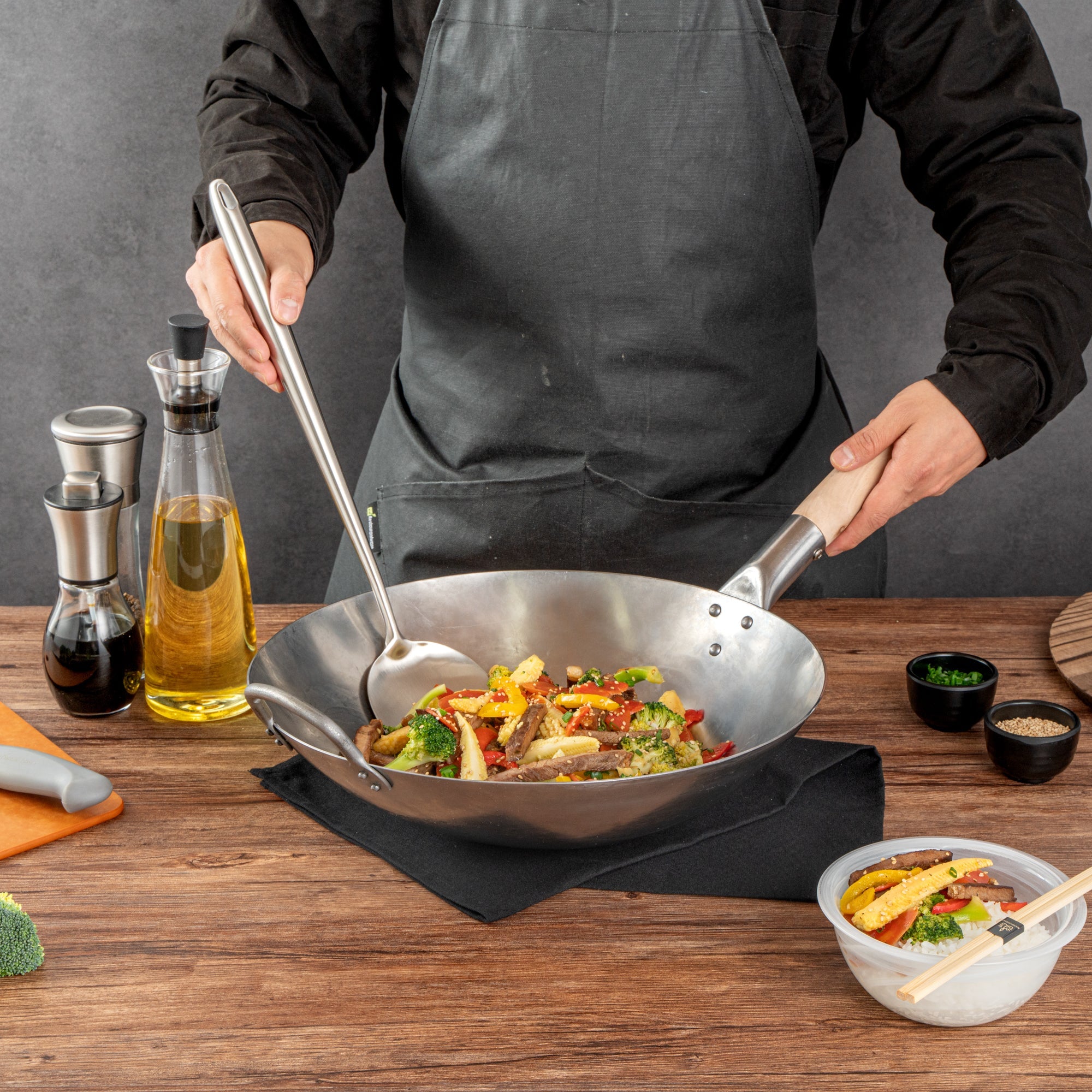 Motomori Stainless Steel Wok Spatula - 17'' - 10 count box