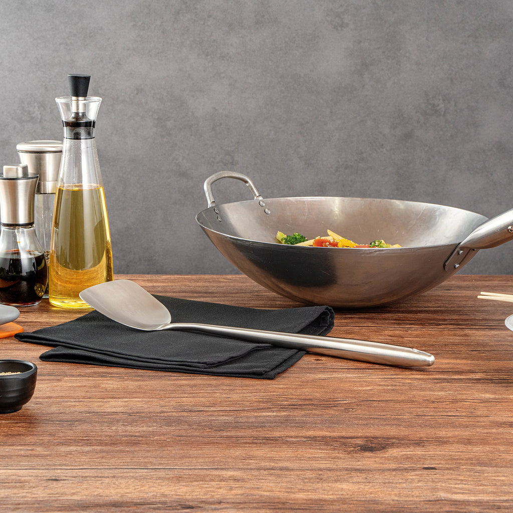 Motomori Stainless Steel Wok Spatula - 17'' - 10 count box