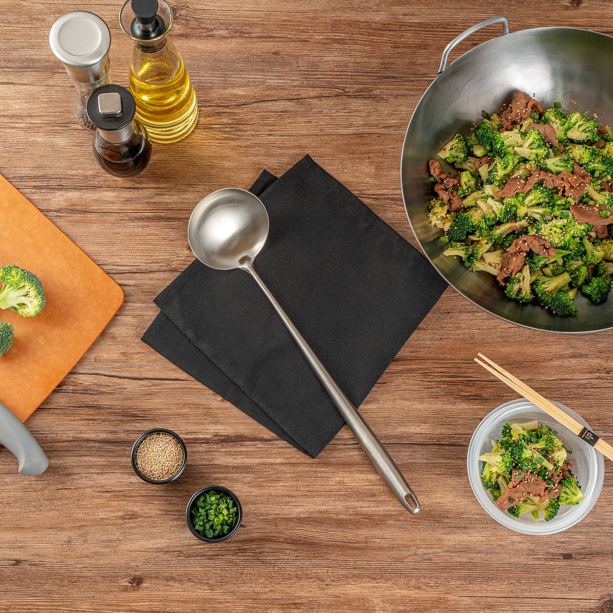Motomori Stainless Steel Wok Ladle - 17'' - 1 count box