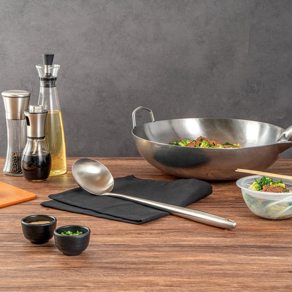 Motomori Stainless Steel Wok Ladle - 17'' - 10 count box