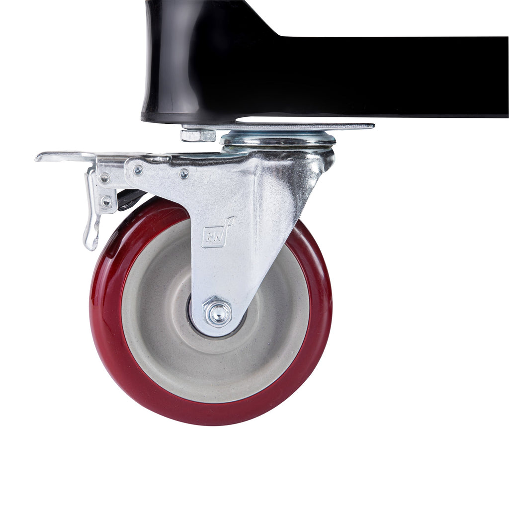 RW Hardware Red Swivel Plate Caster - with Brakes and Mounting Hardware - 5" - 4 count box