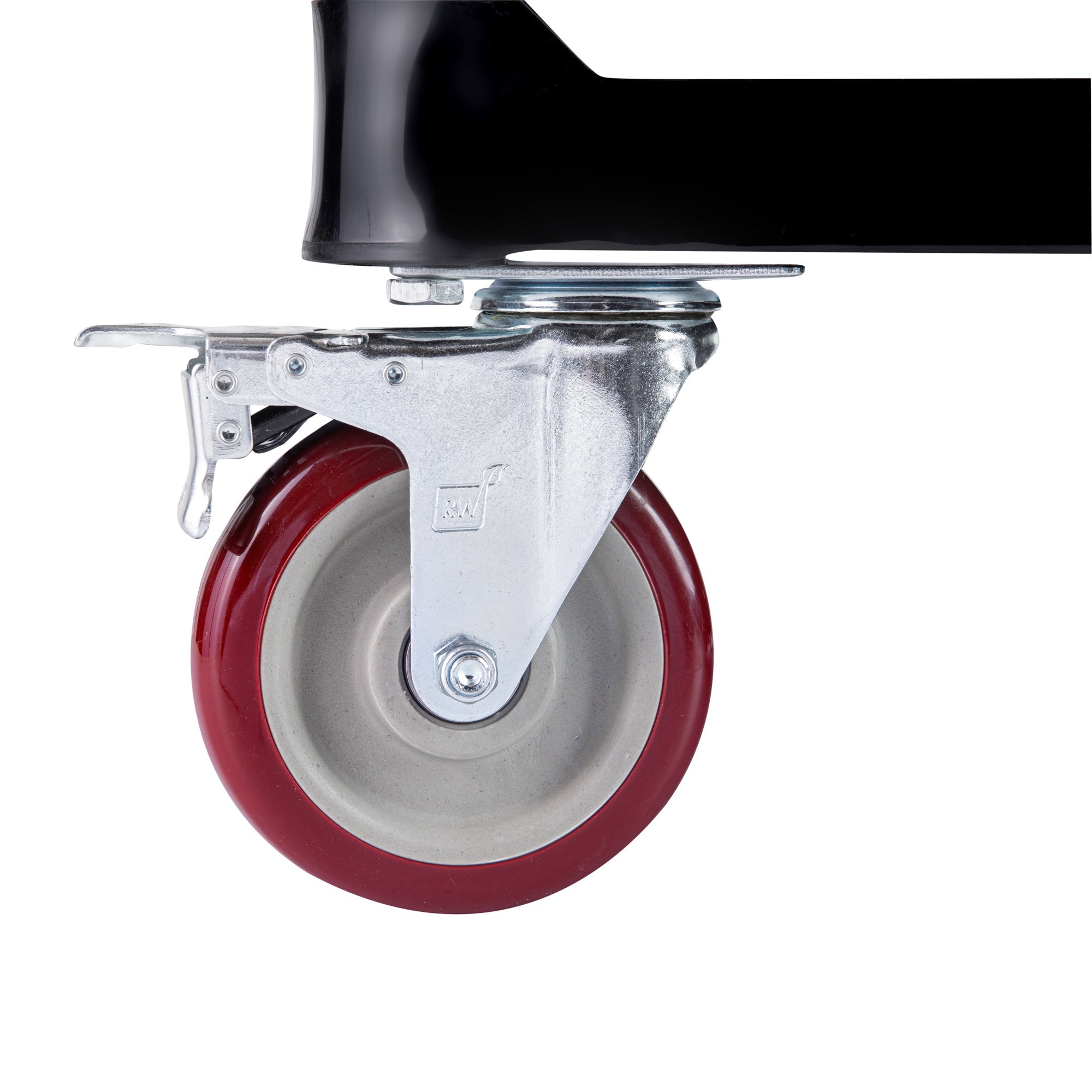 RW Hardware Red Swivel Plate Caster - with Brakes and Mounting Hardware - 5" - 4 count box