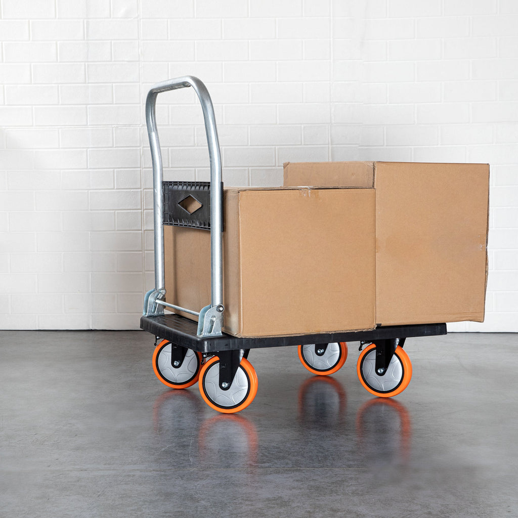 RW Hardware Orange Swivel Plate Caster - with Brakes and Mounting Hardware, Heavy Duty - 6" - 4 count box