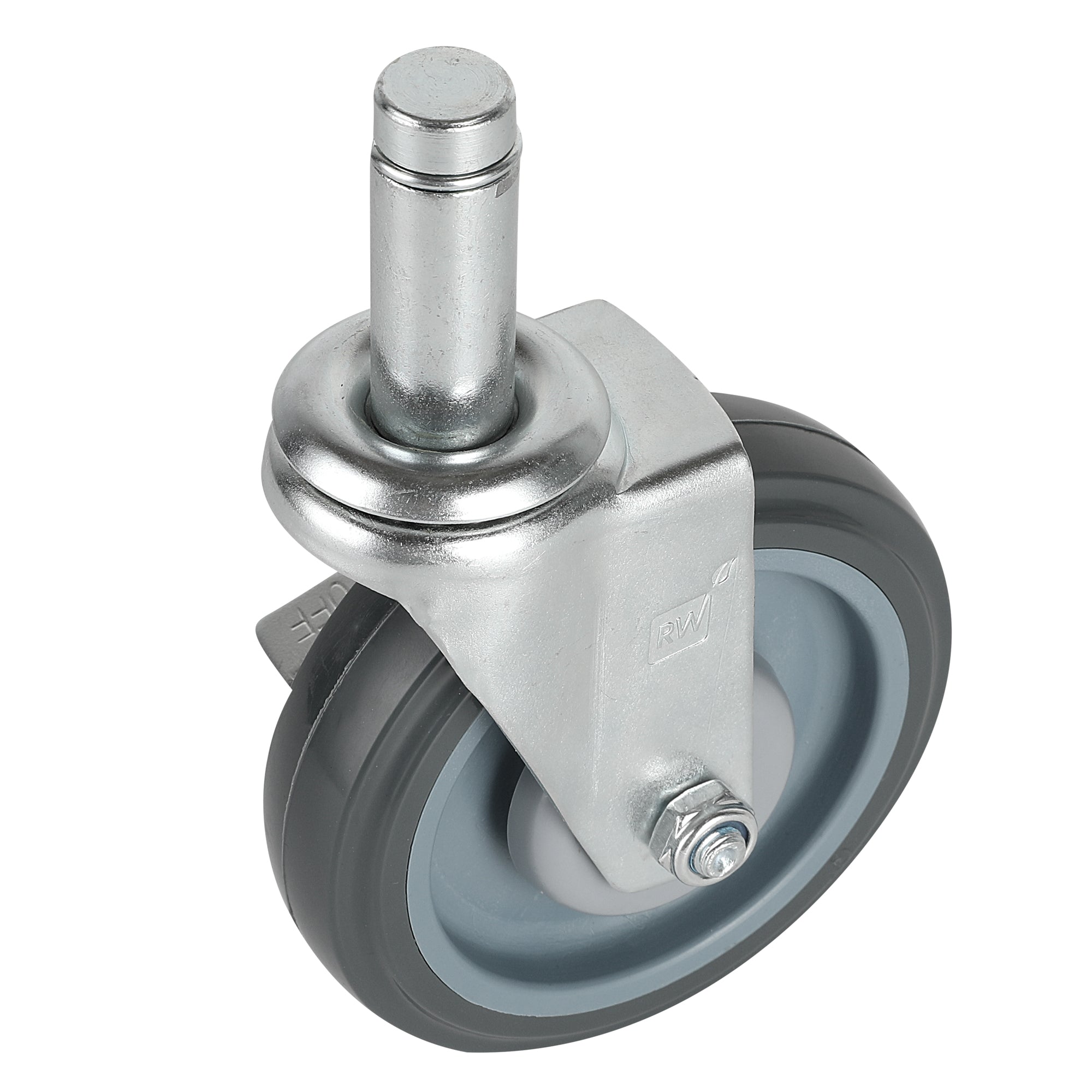 Chef 101 Gray Shelf Kit Swivel Stem Caster - with Brakes - 5" - 4 count box