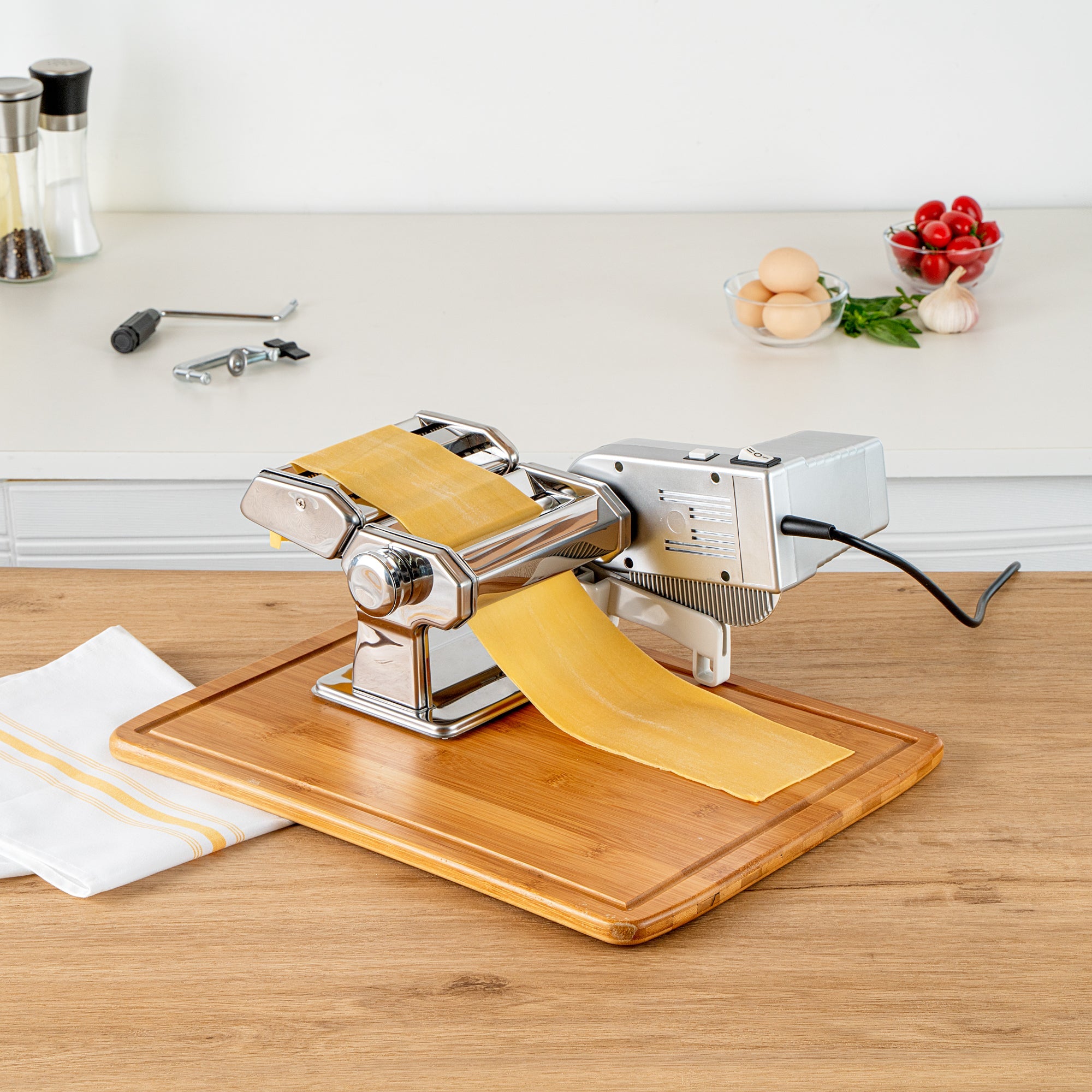 Met Lux Stainless Steel Electric Hybrid Pasta Machine - with 2-Speed Motor, 110V - 1 count box
