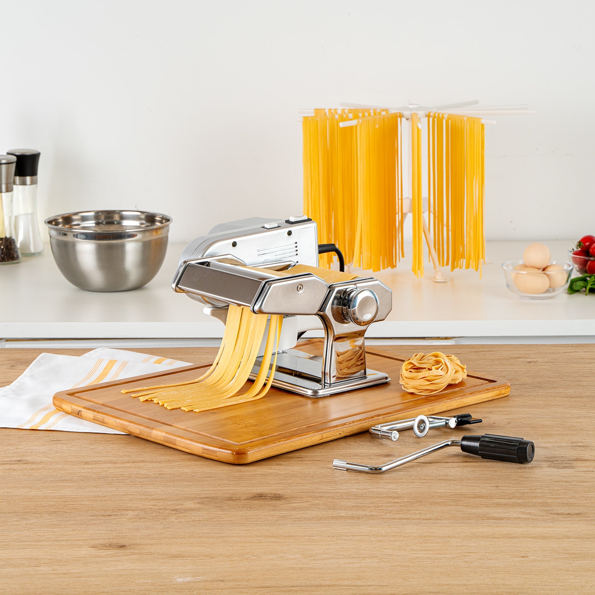 Met Lux Stainless Steel Electric Hybrid Pasta Machine - with 2-Speed Motor, 110V - 1 count box