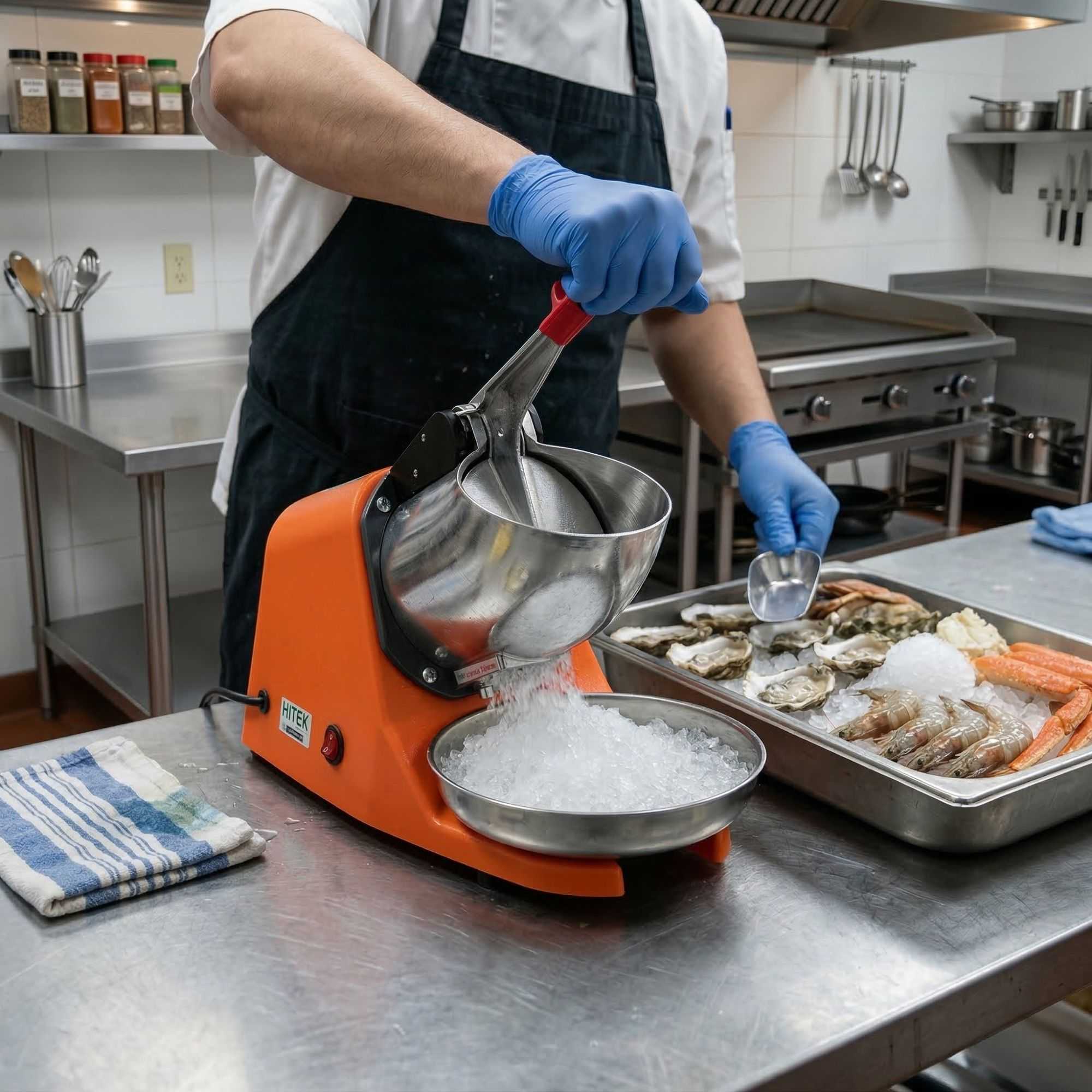 Hi Tek Orange Countertop Ice Crusher - 110V, 350W - 1 count box