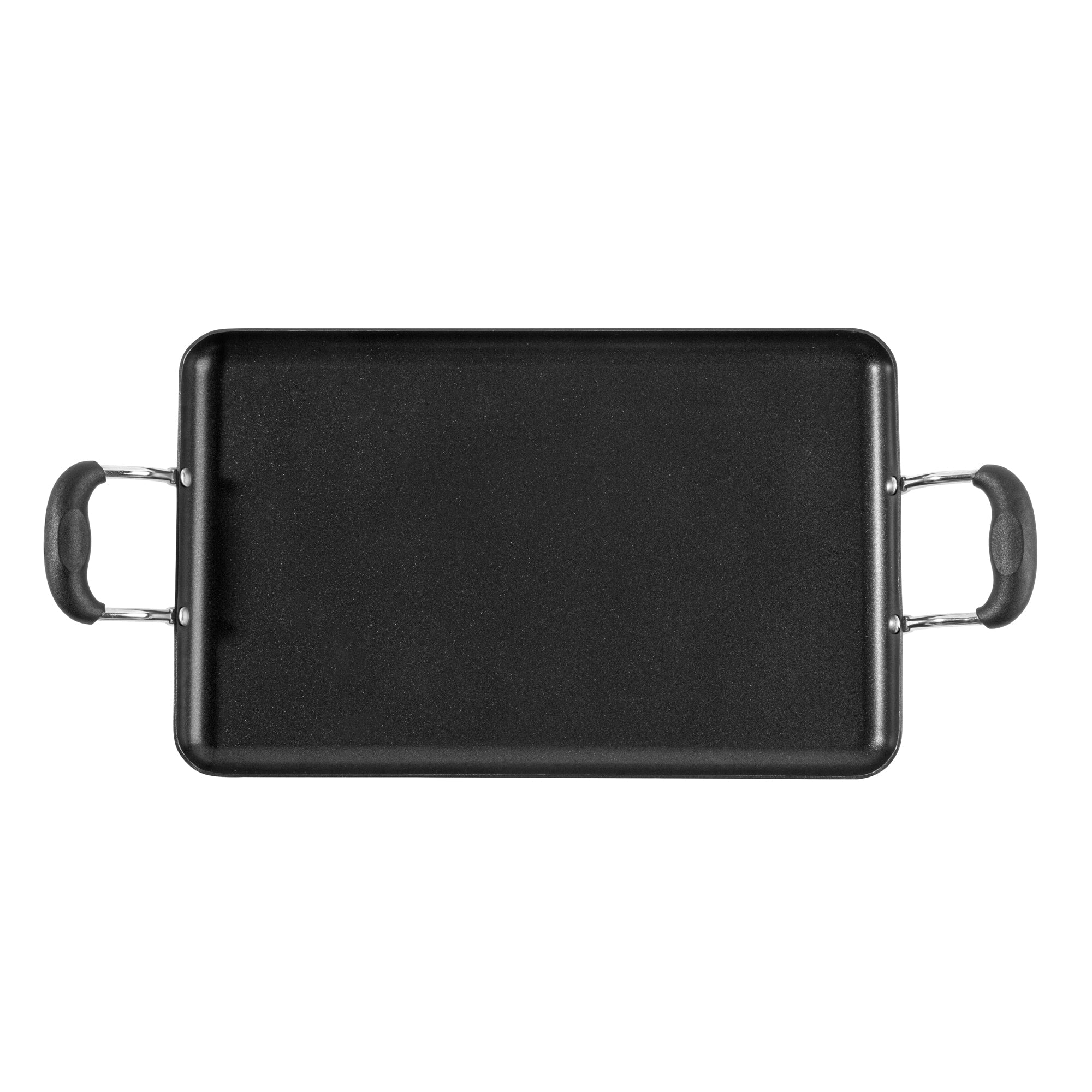 Met Lux Aluminum Double Burner Griddle - Non-Stick, with Bakelite Handles - 16 1/2" x 10 1/2" - 1 count box