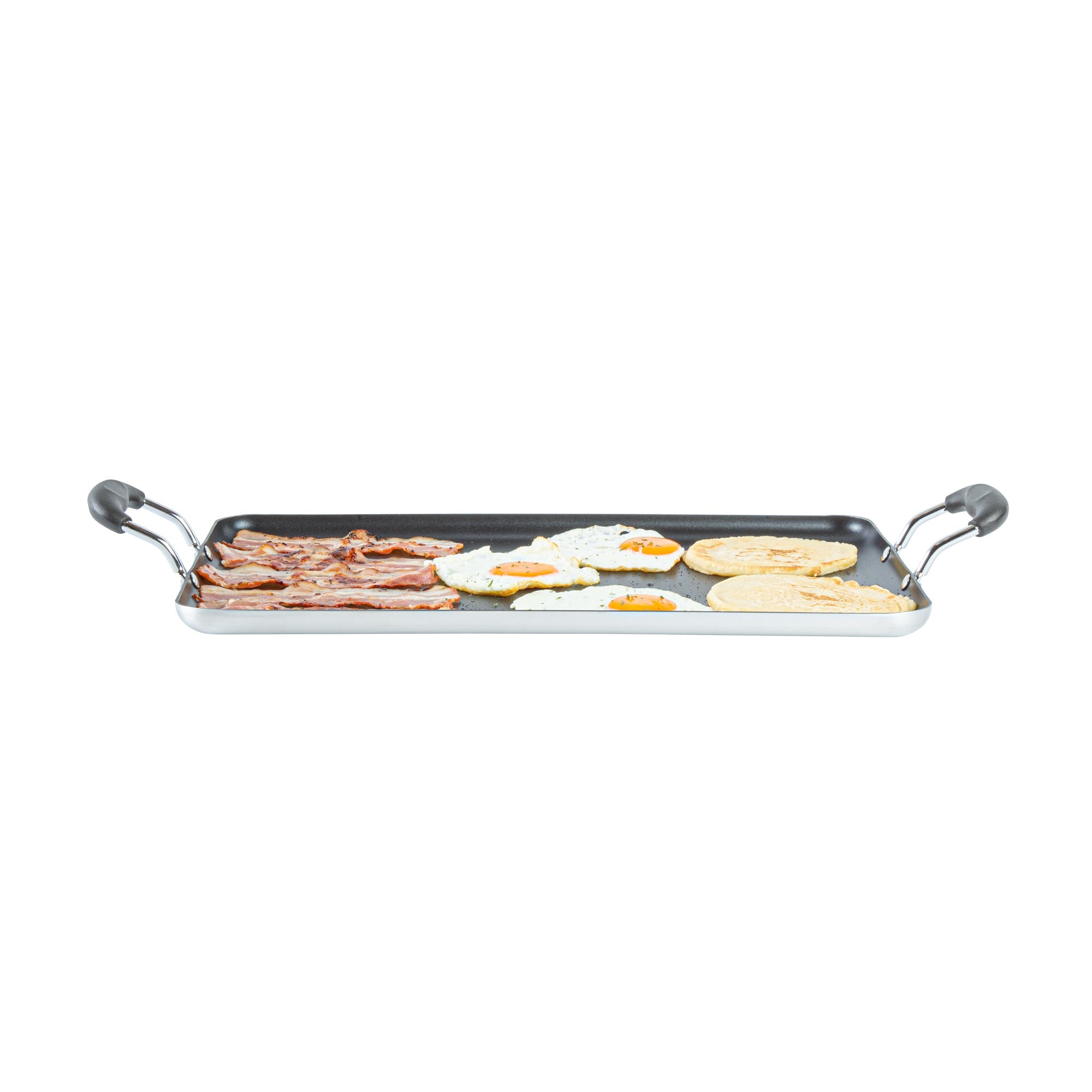 Met Lux Aluminum Double Burner Griddle - Non-Stick, with Bakelite Handles - 19" x 11 3/4" - 10 count box