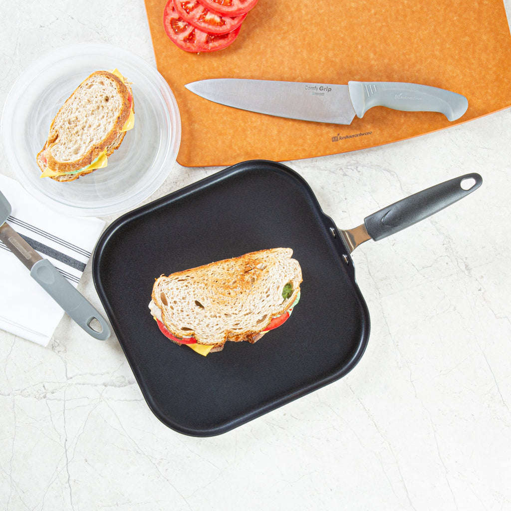 Met Lux Square Aluminum Griddle - Non-Stick, with Bakelite Handles - 11" - 1 count box
