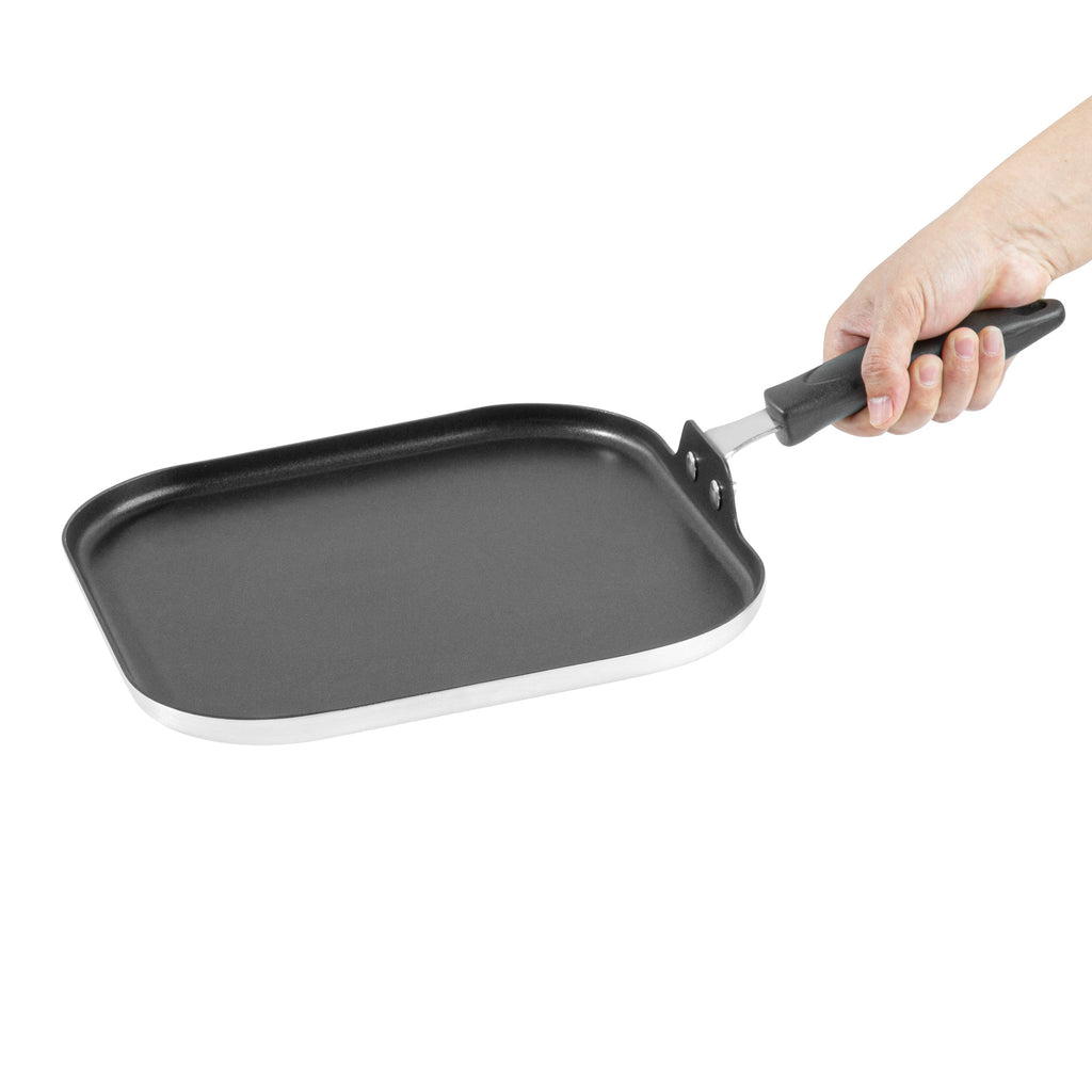 Met Lux Square Aluminum Griddle - Non-Stick, with Bakelite Handles - 11" - 10 count box