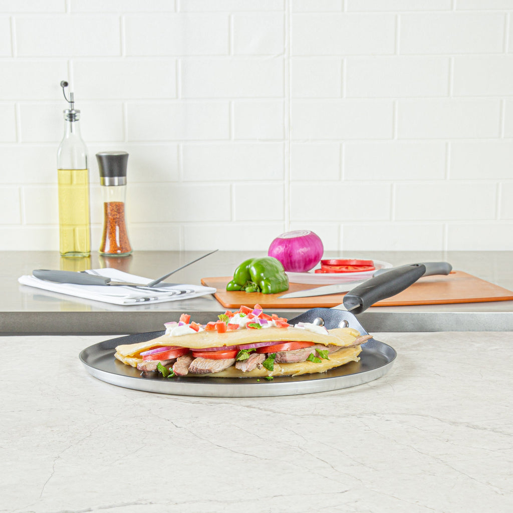 Met Lux Round Aluminum Griddle - Non-Stick, with Bakelite Handles - 12" - 1 count box