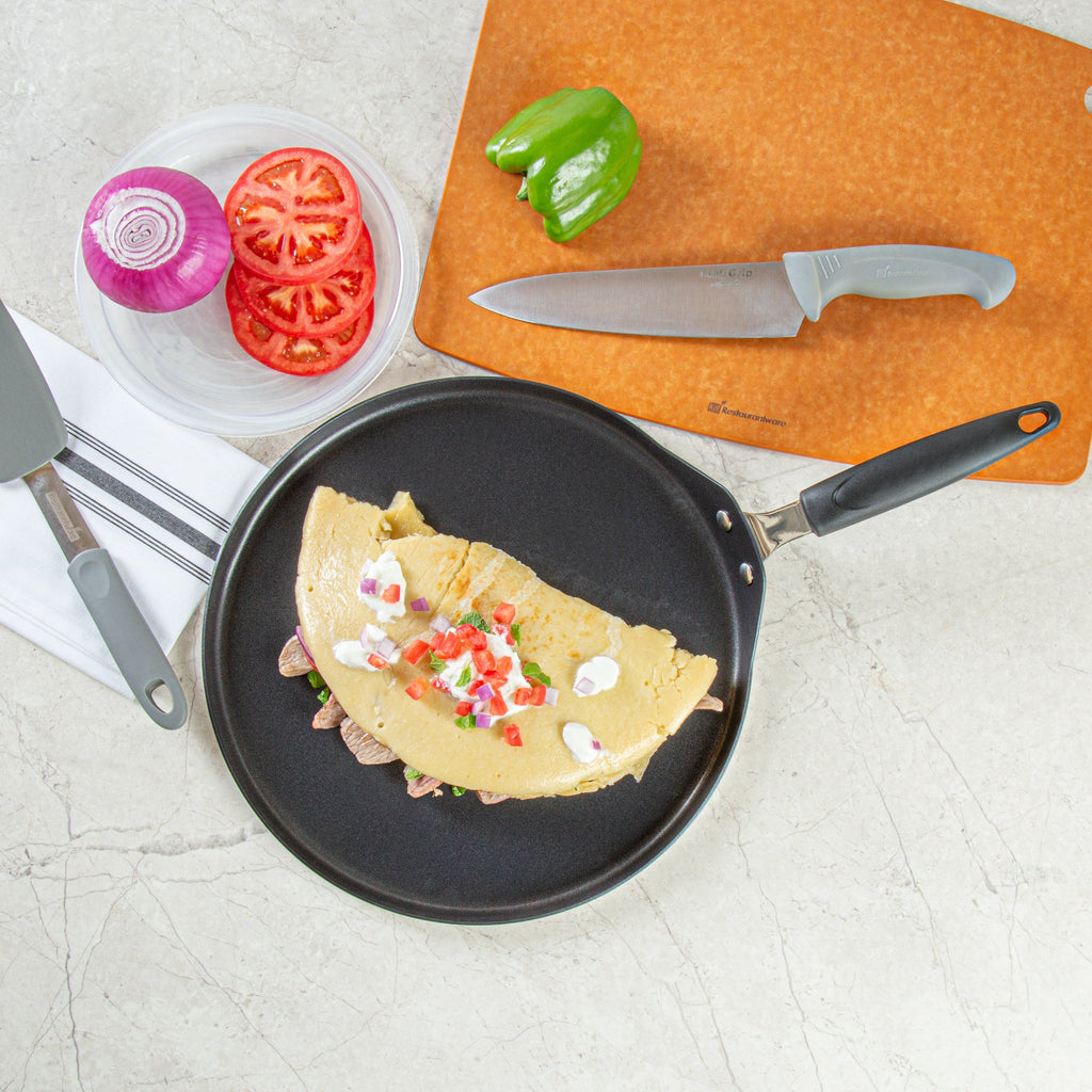 Met Lux Round Aluminum Griddle - Non-Stick, with Bakelite Handles - 12" - 1 count box