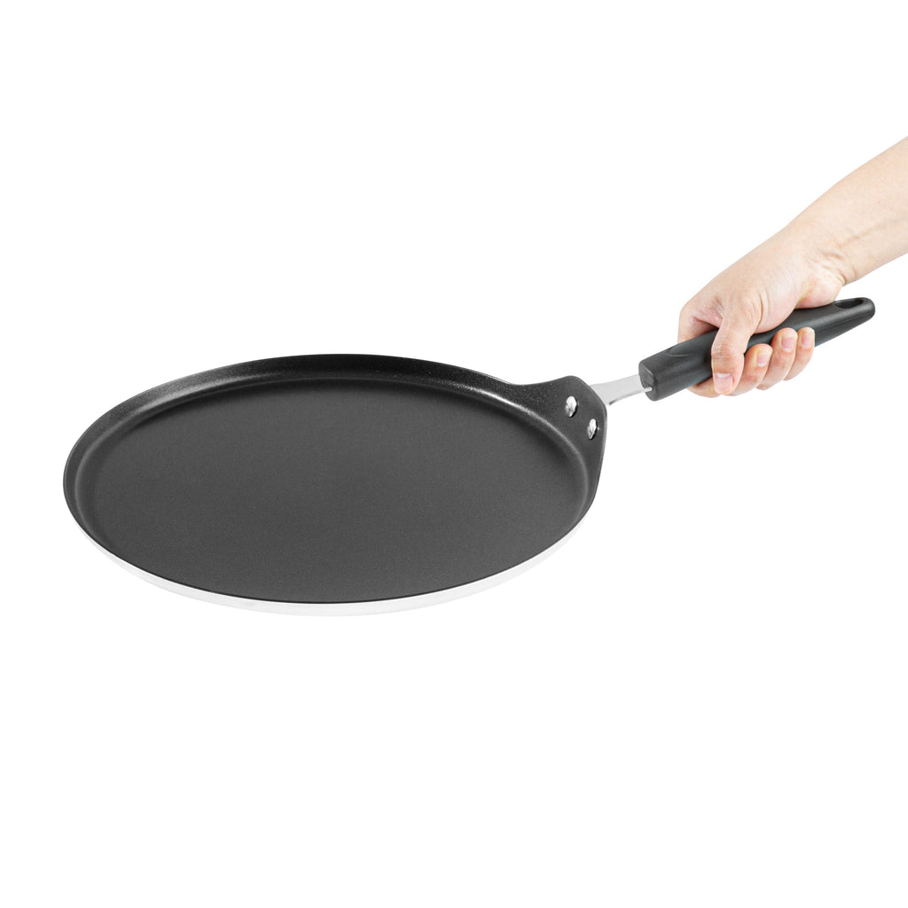 Met Lux Round Aluminum Griddle - Non-Stick, with Bakelite Handles - 12" - 10 count box