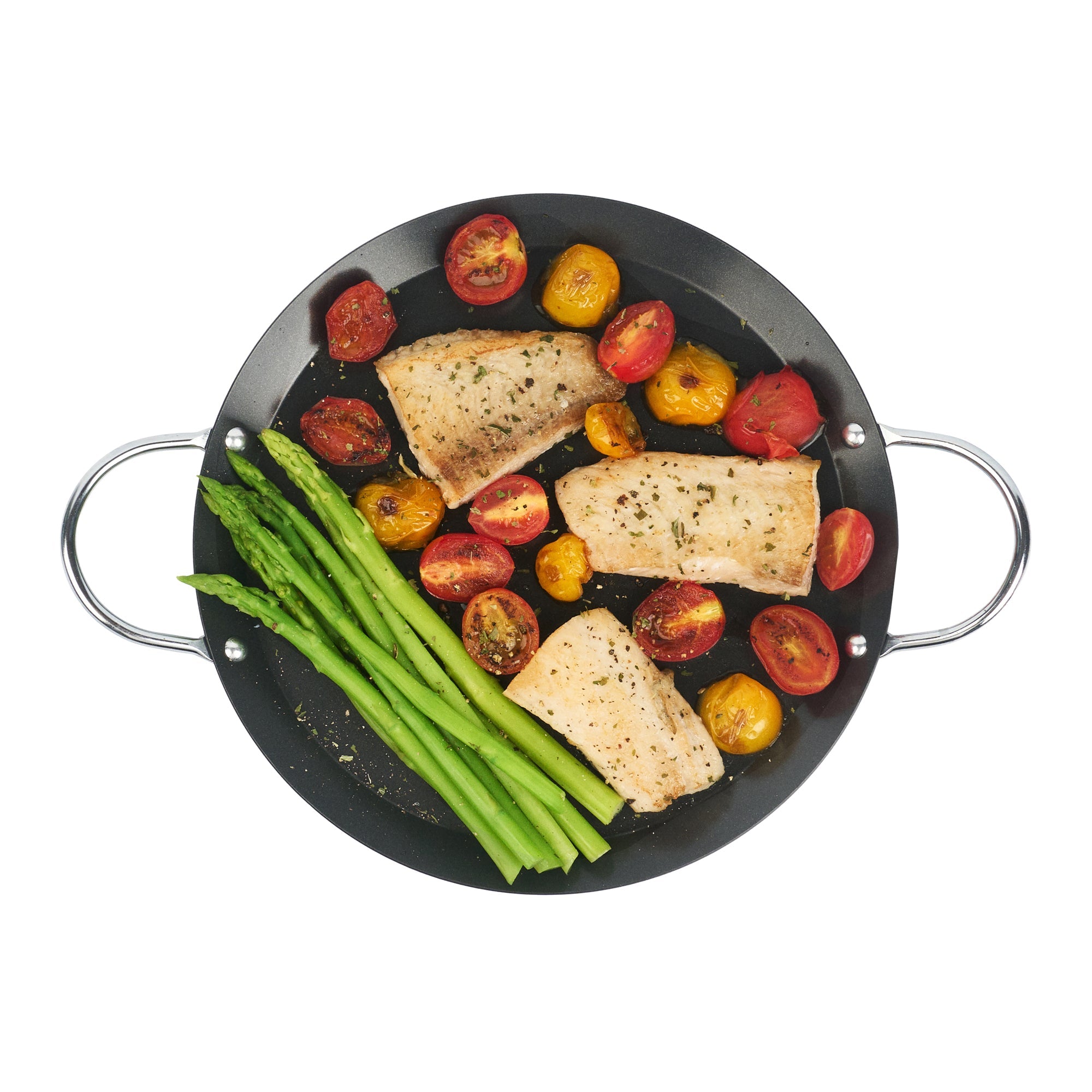 Met Lux Round Carbon Steel Griddle - Non-Stick, with Chrome Handles - 9" - 1 count box