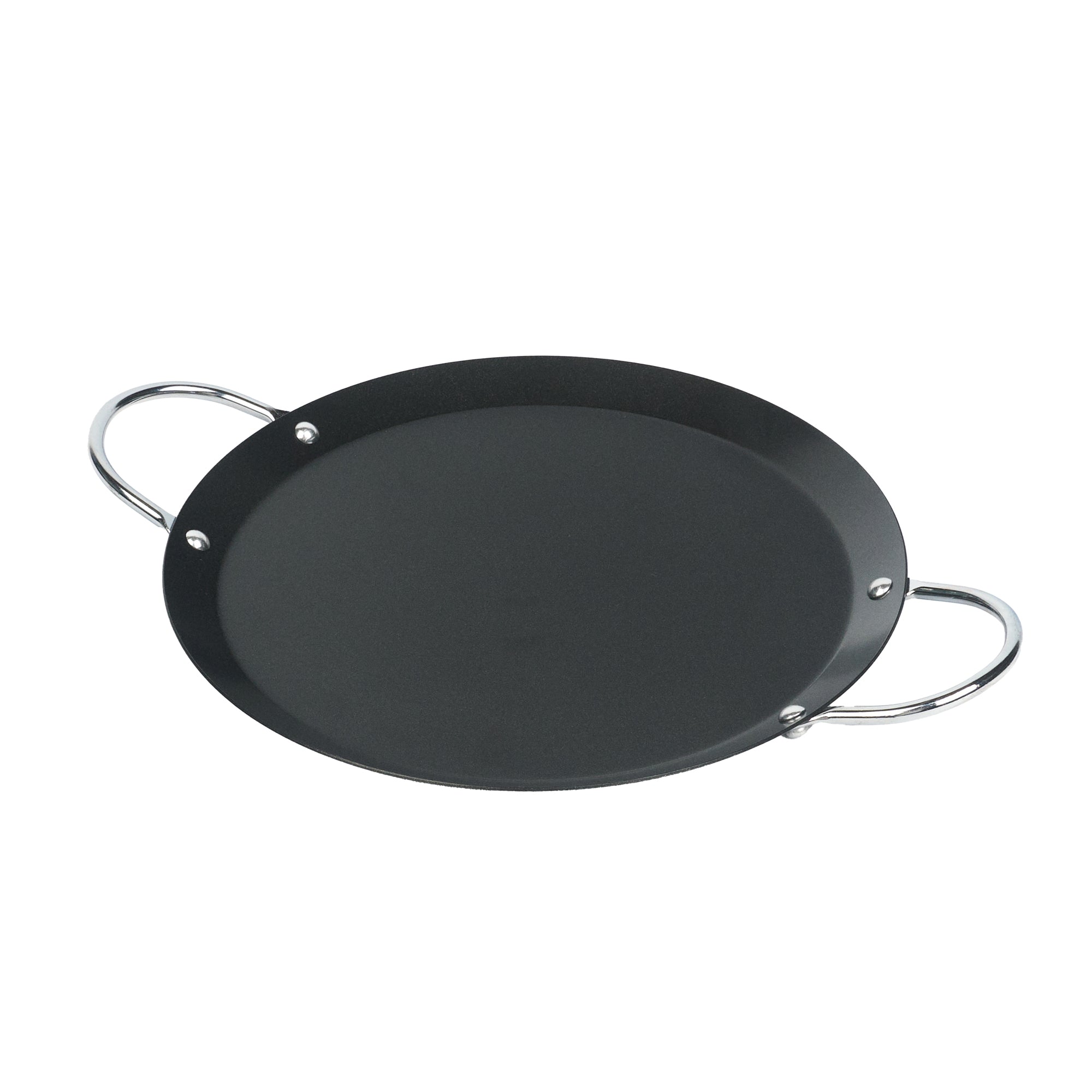 Met Lux Round Carbon Steel Griddle - Non-Stick, with Chrome Handles - 9" - 1 count box