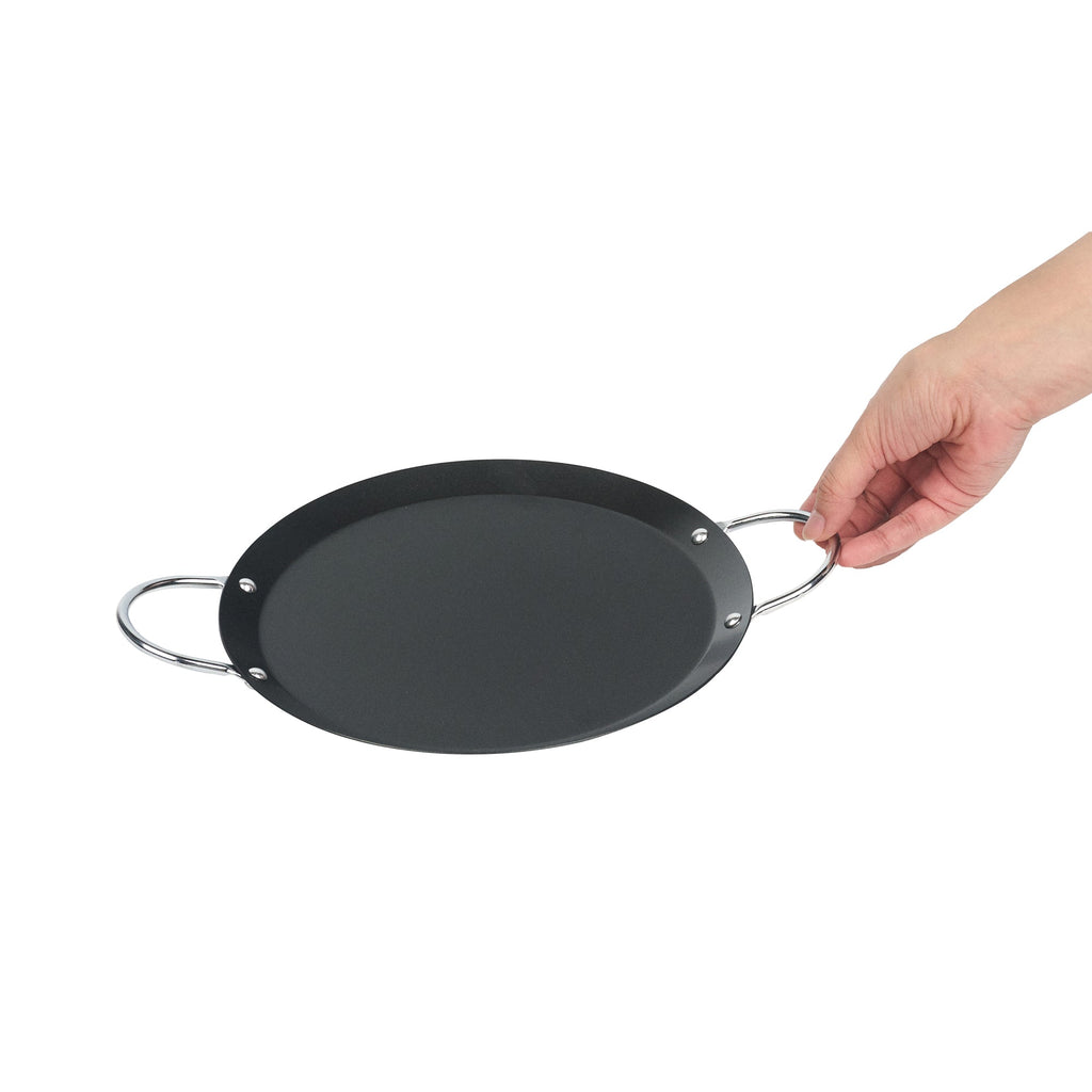 Met Lux Round Carbon Steel Griddle - Non-Stick, with Chrome Handles - 9" - 1 count box