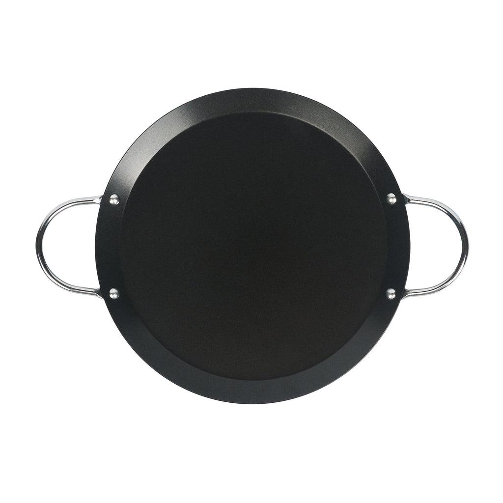 Met Lux Round Carbon Steel Griddle - Non-Stick, with Chrome Handles - 9" - 1 count box