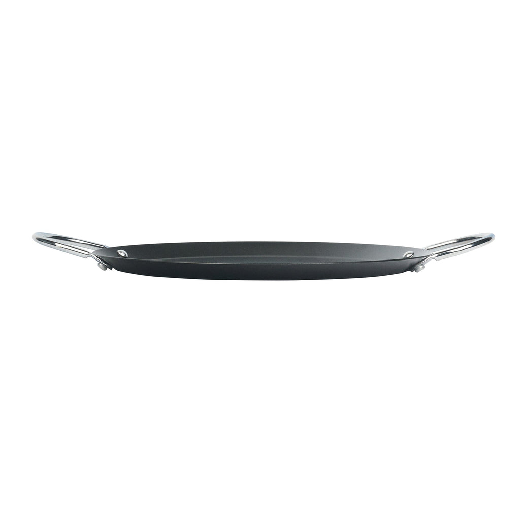 Met Lux Round Carbon Steel Griddle - Non-Stick, with Chrome Handles - 9" - 1 count box
